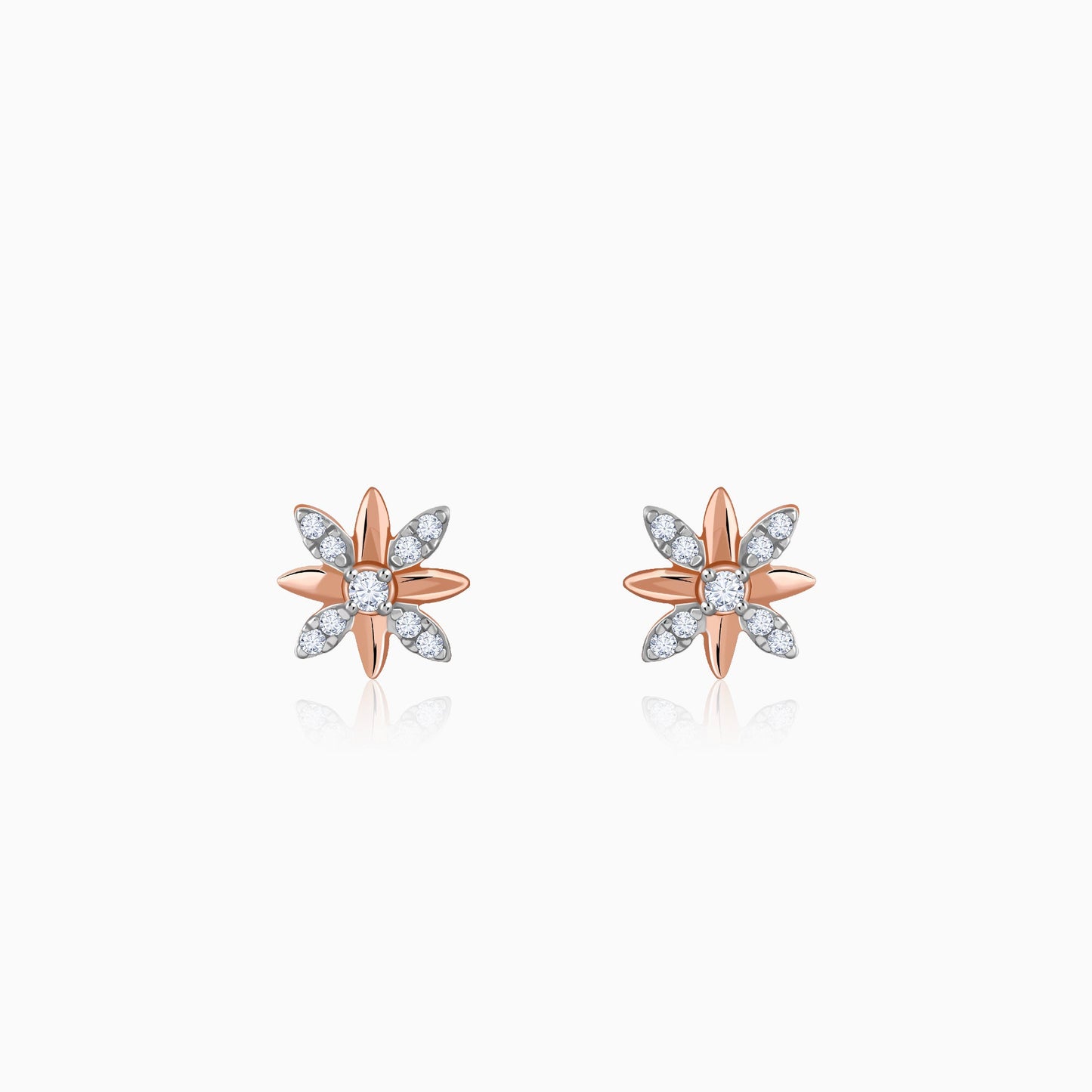 Rose Gold Lily Lab Grown Diamond Stud Earrings