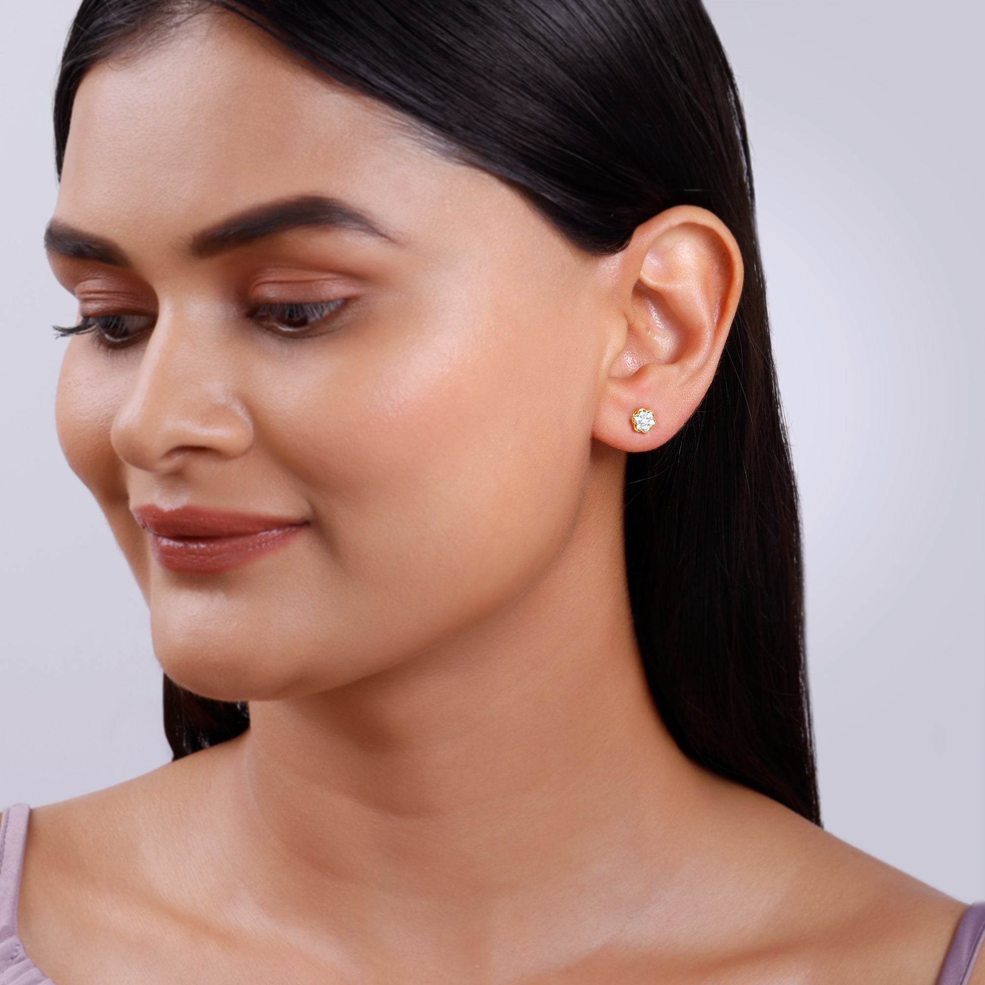 Gold Radiant Lab Grown Diamond Stud Earrings