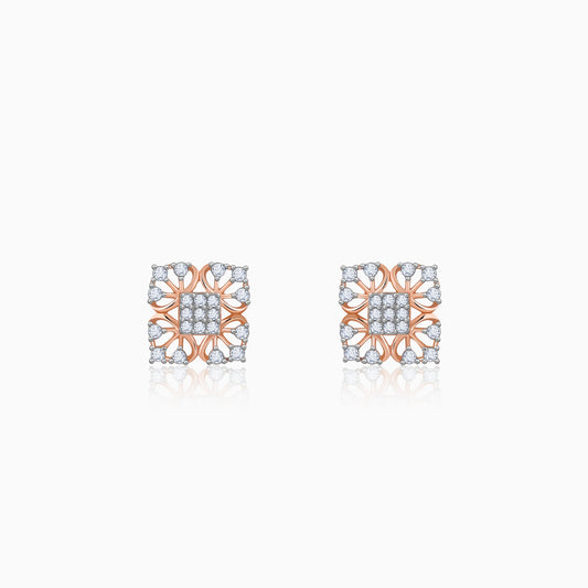 Rose Gold Damask Lab Grown Diamond Stud Earrings