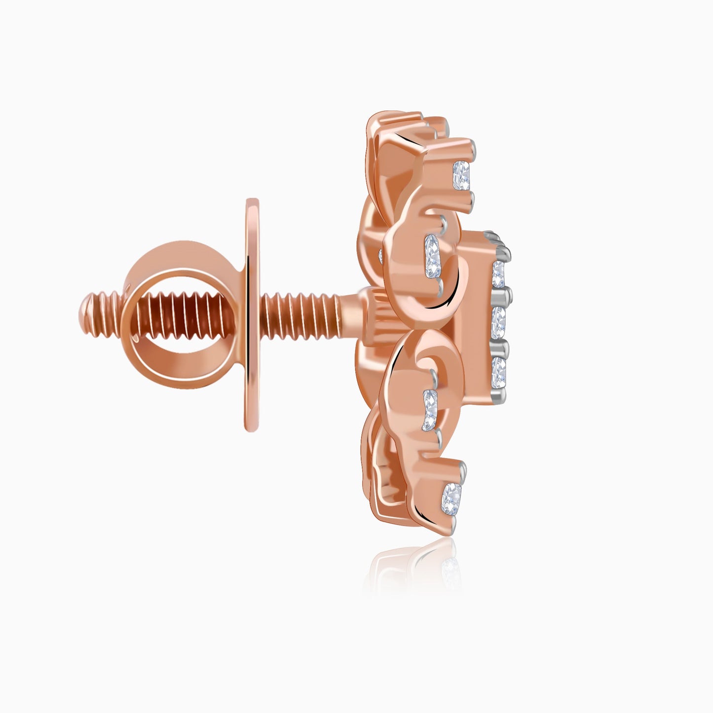 Rose Gold Damask Lab Grown Diamond Stud Earrings