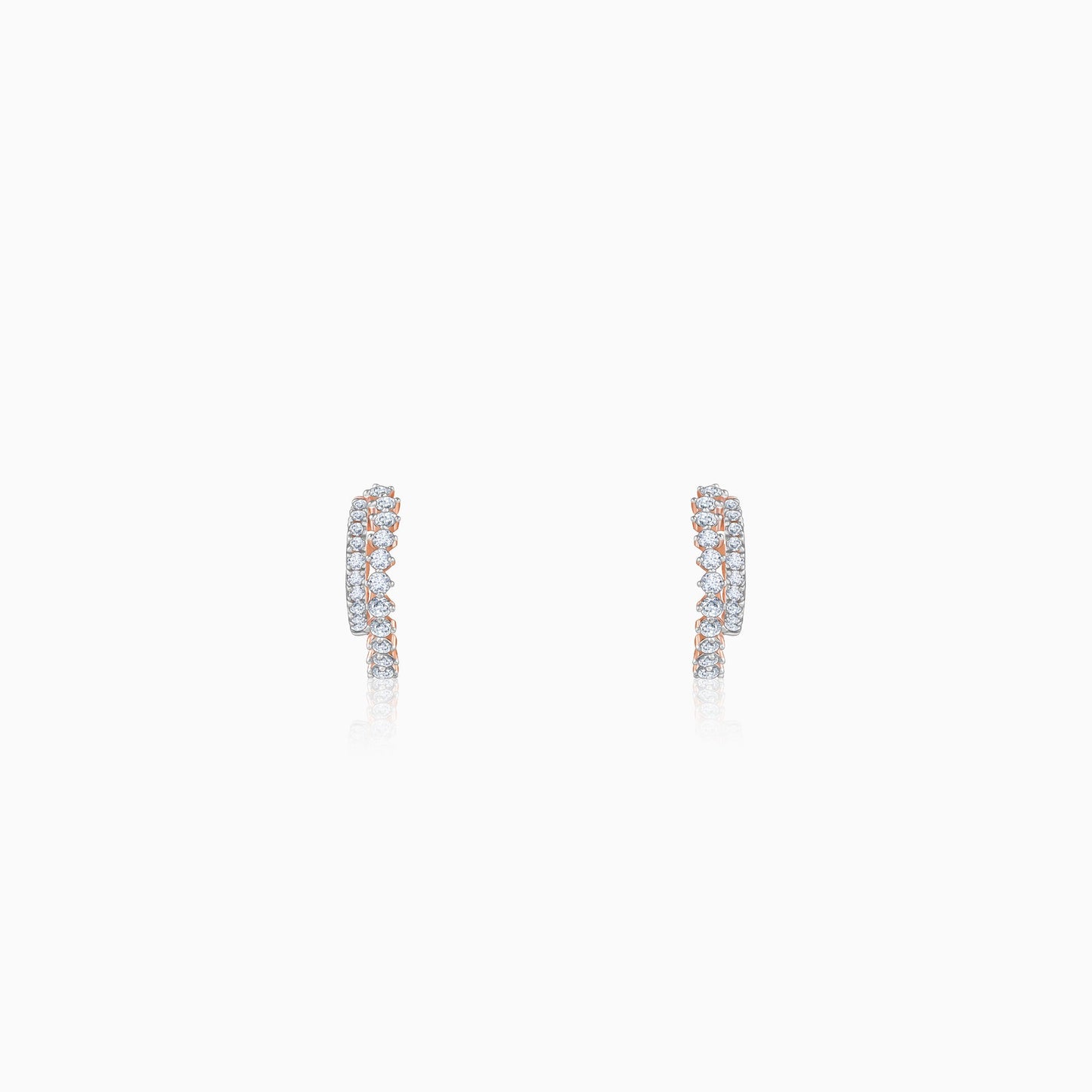 Rose Gold Crescent Moon Lab Grown Diamond Hoop Earrings