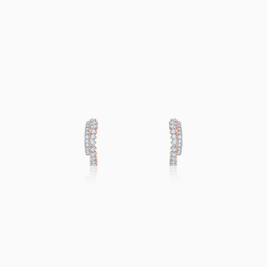 Rose Gold Crescent Moon Lab Grown Diamond Hoop Earrings