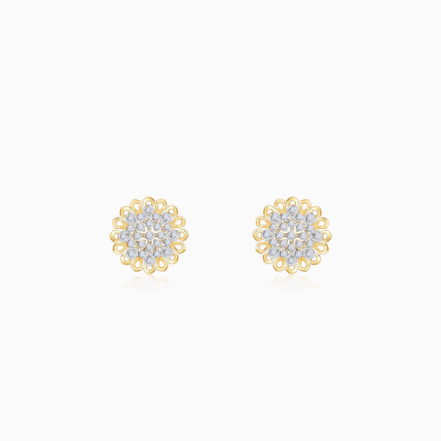 Gold Daisy Halo Lab Grown Diamond Stud Earrings