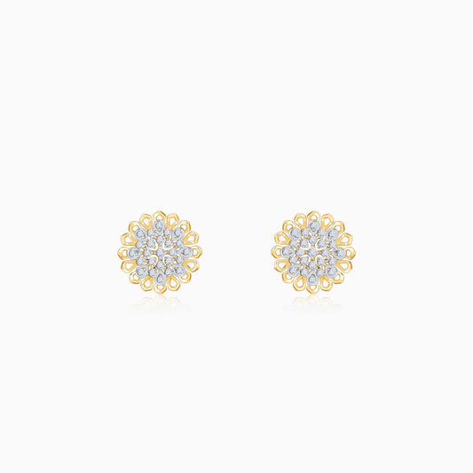 Gold Daisy Halo Lab Grown Diamond Stud Earrings