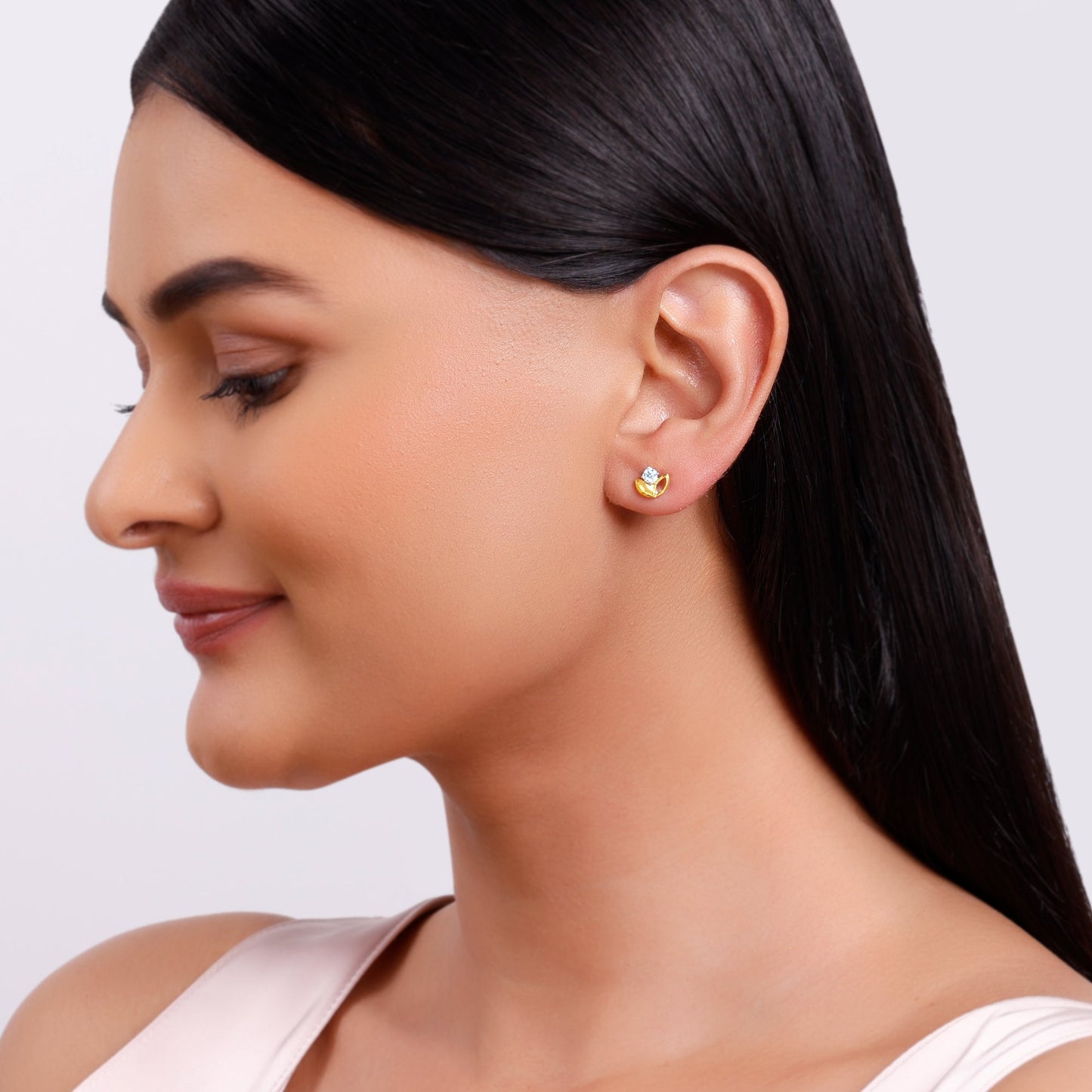 Gold Bud Lab Grown Diamond Stud Earrings