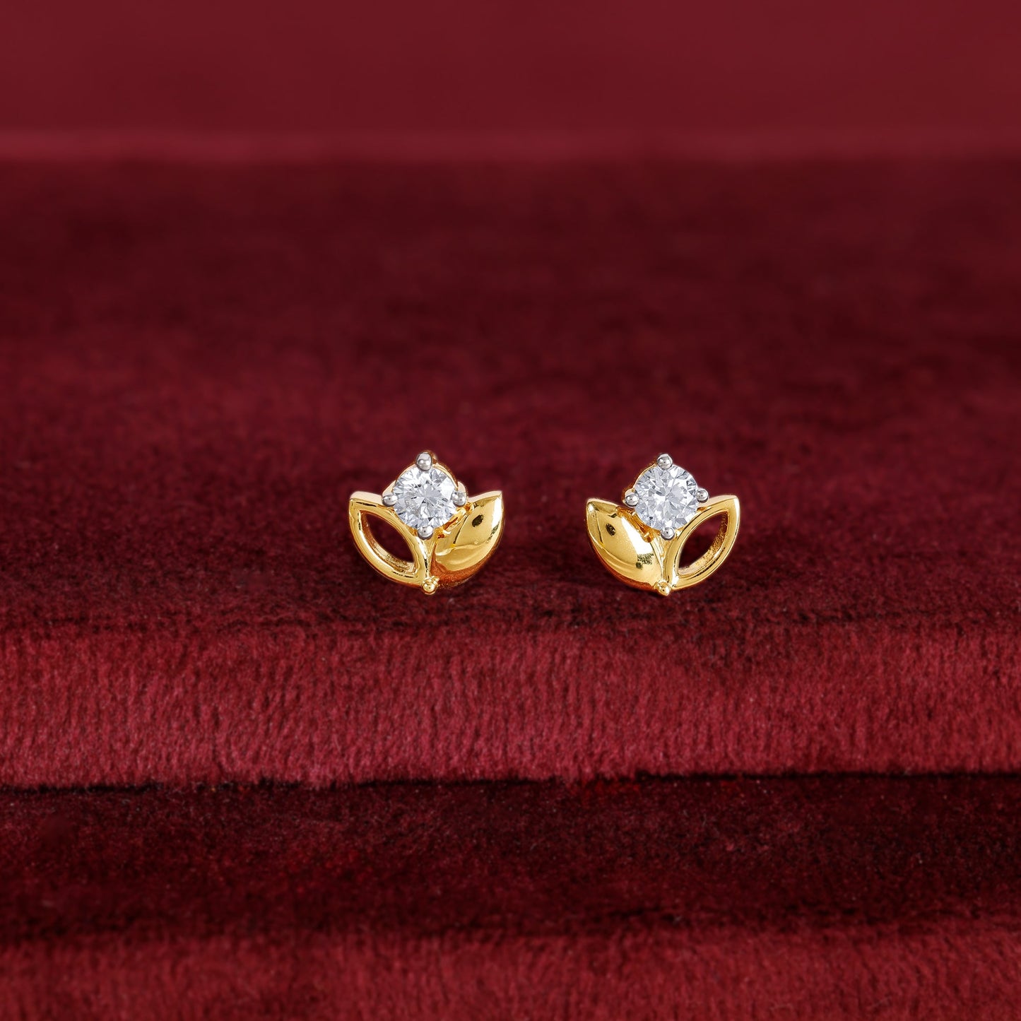 Gold Bud Lab Grown Diamond Stud Earrings