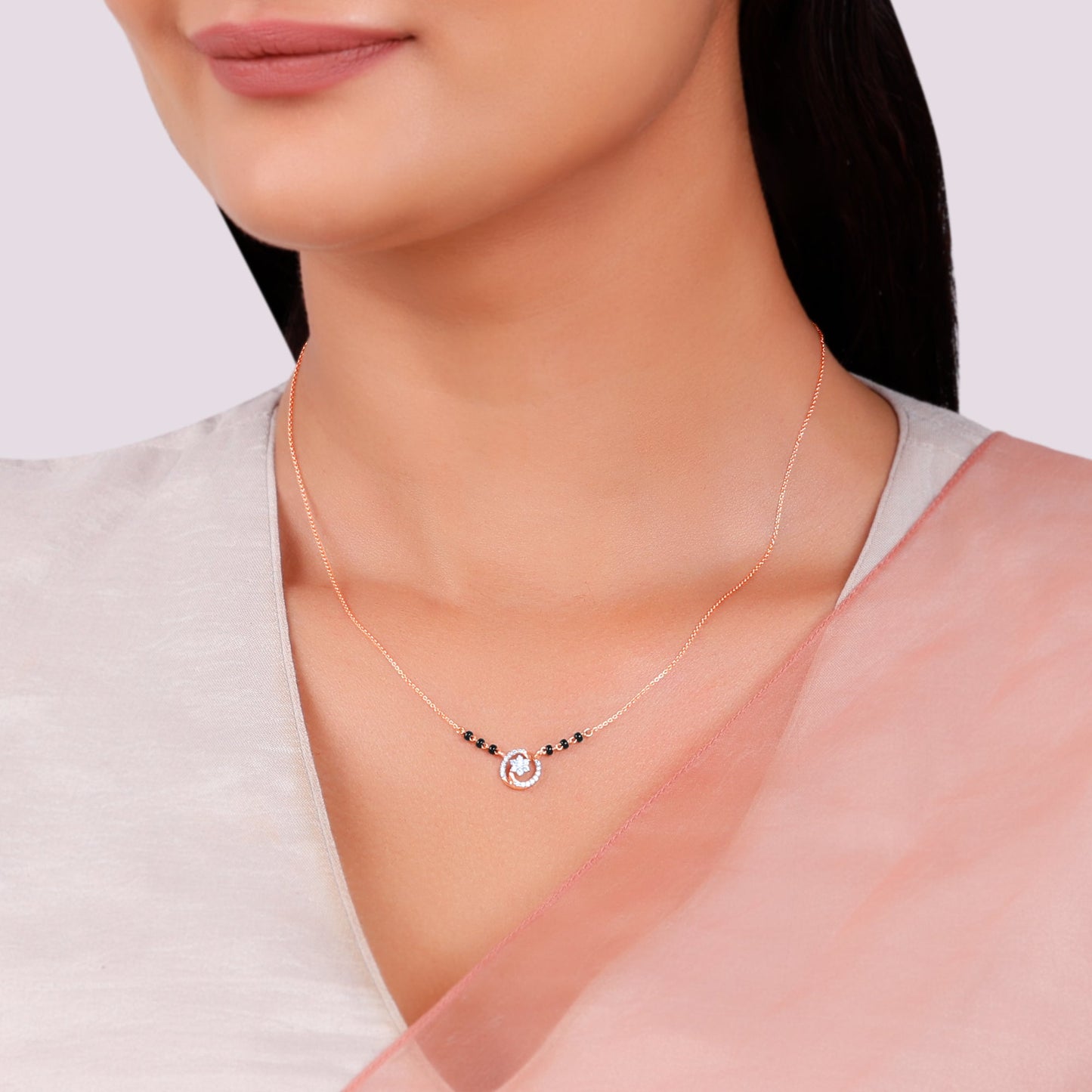 Rose Gold Bhavya Lab Grown Diamond Mangalsutra