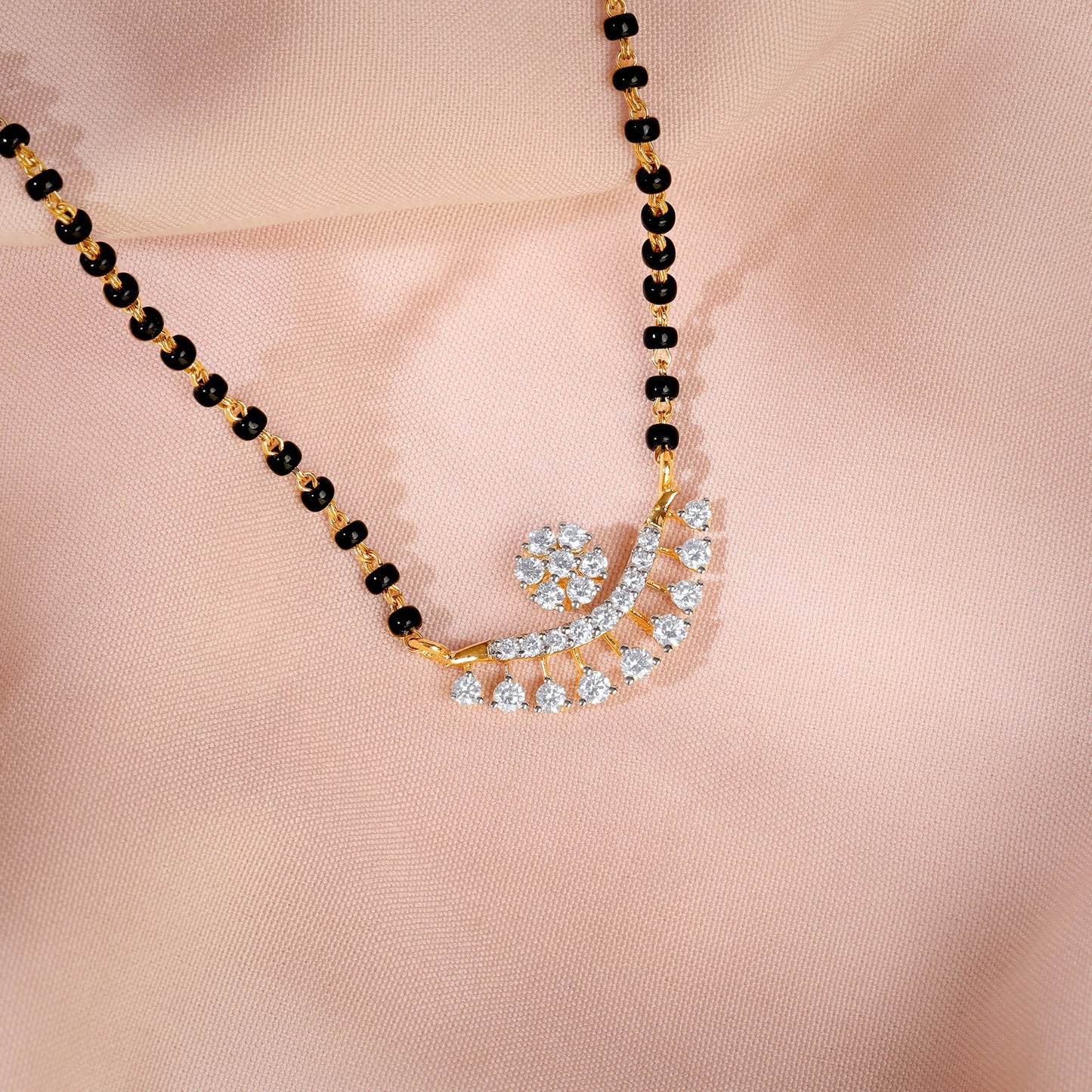 Gold Drop Floret Lab Grown Diamond Mangalsutra