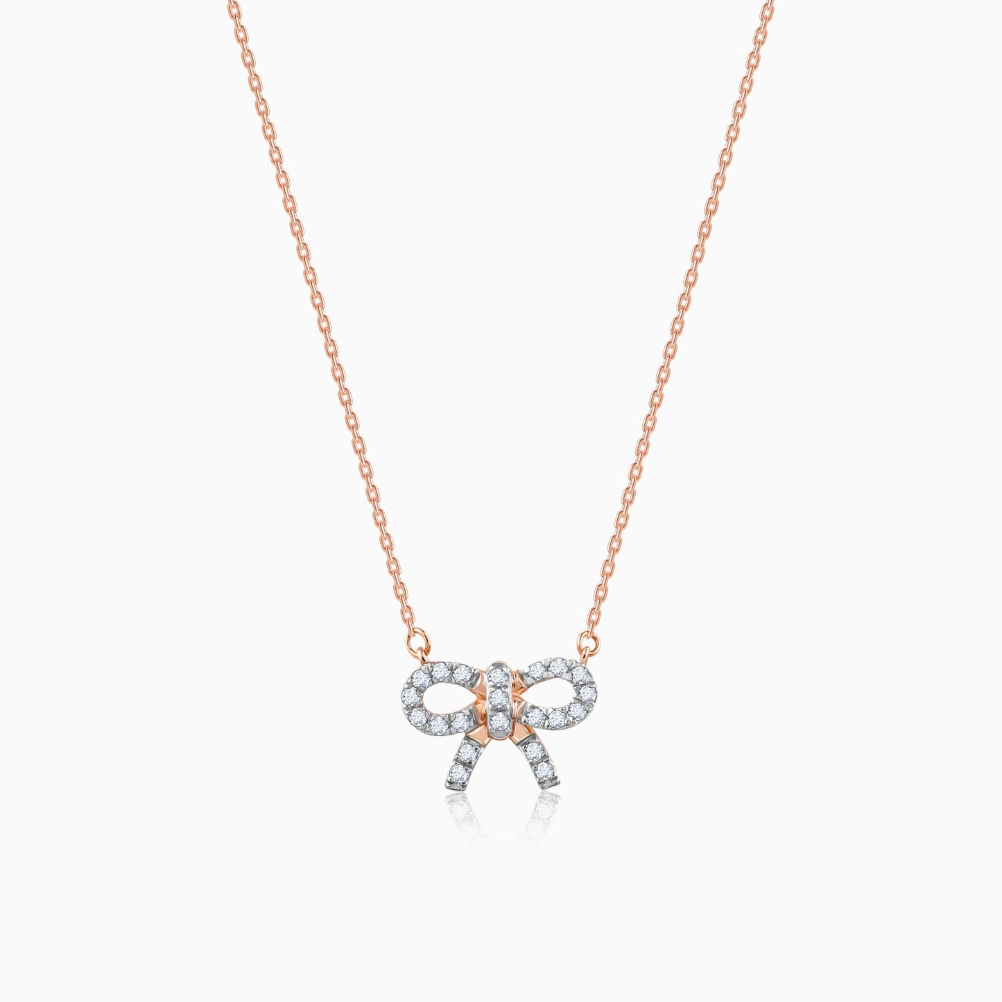 Rose Gold Lovely Bow Diamond Necklace