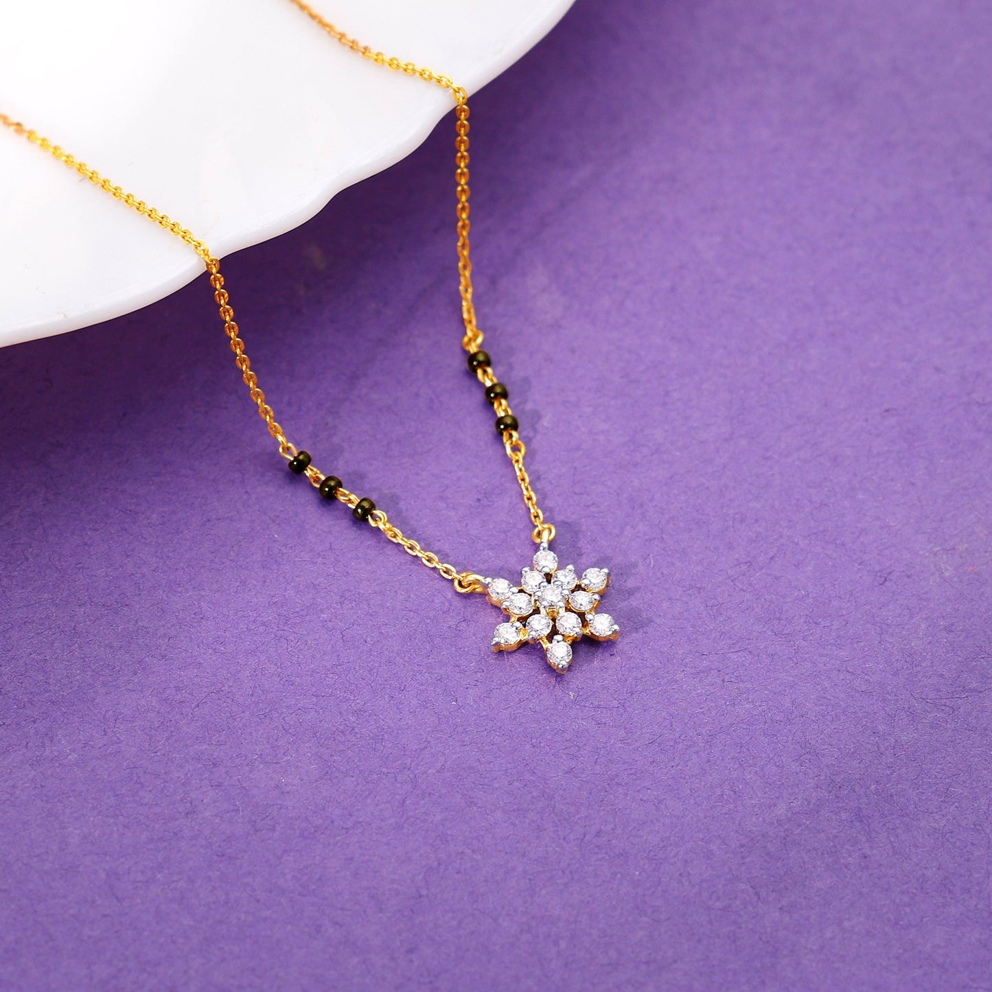 Gold Shubh Lagn Lab Grown Diamond Mangalsutra