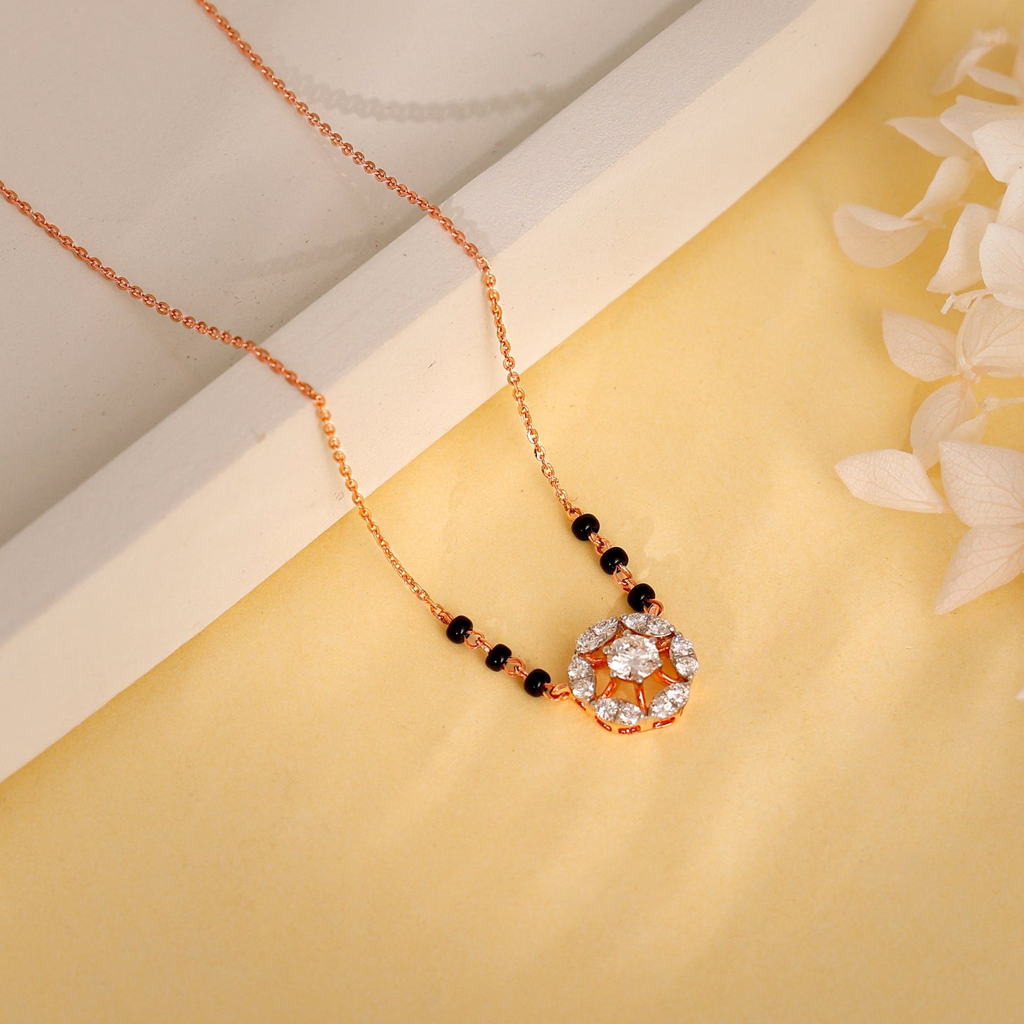 Rose Gold Jeeva Solitaire Lab Grown Diamond Mangalsutra