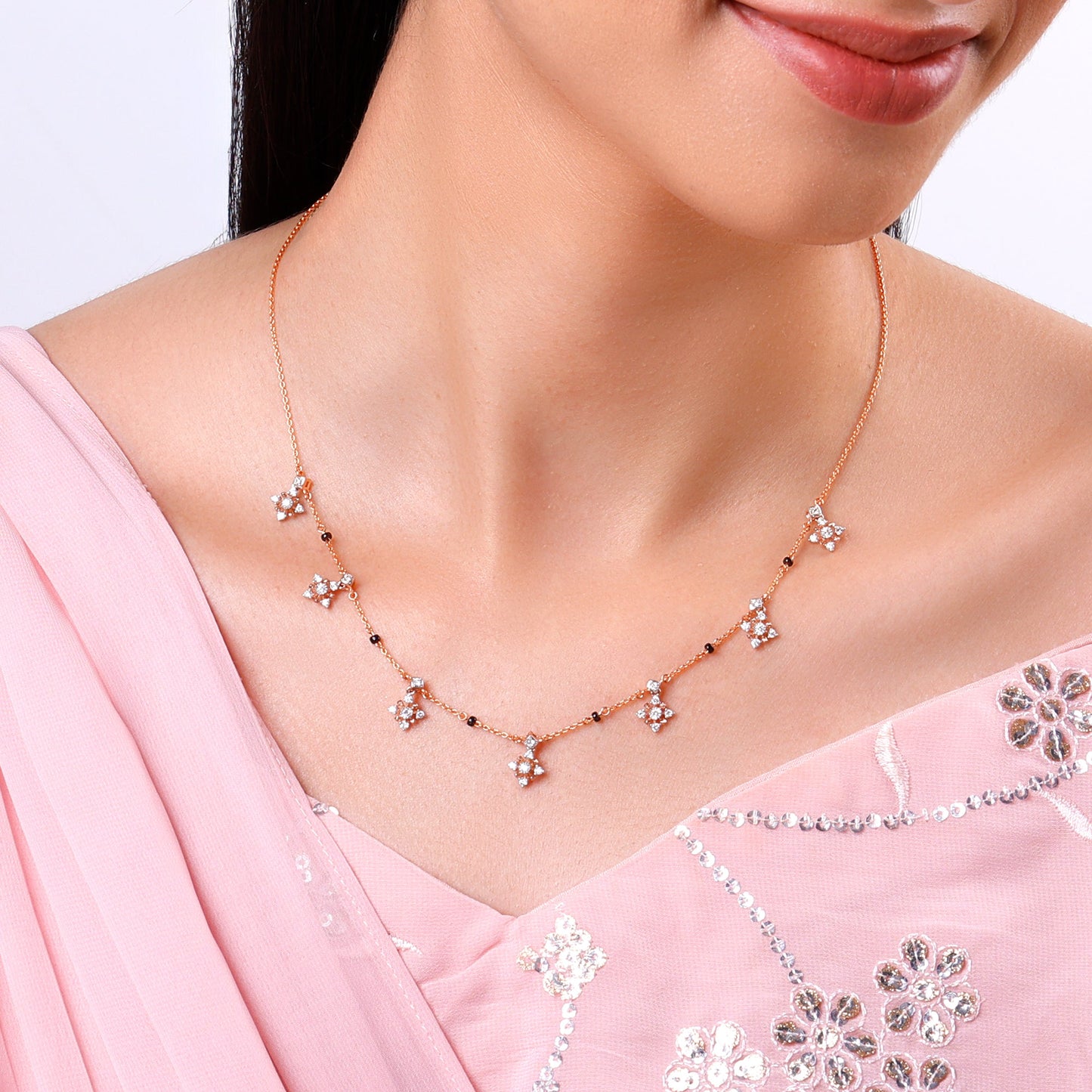 Rose Gold Charmer Lab Grown Diamond Necklace