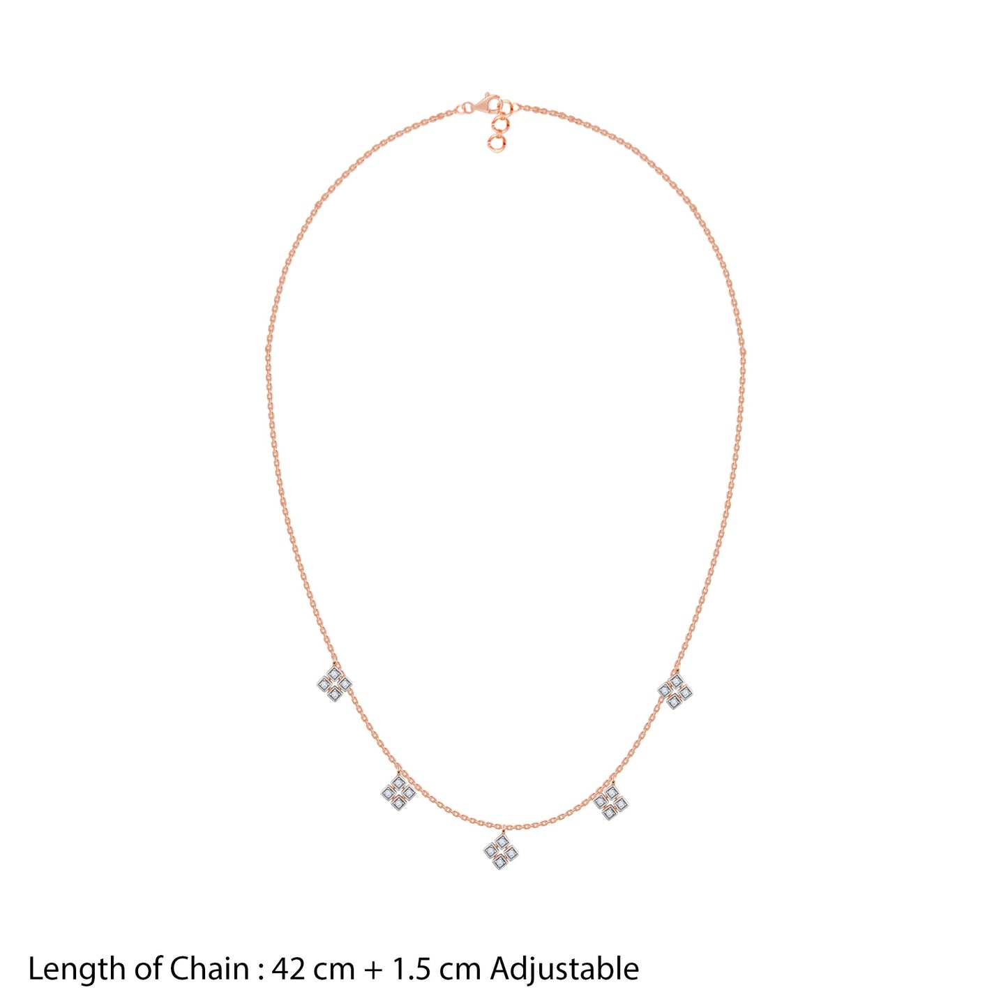 Rose Gold Geometric Lab Grown Diamond Necklace