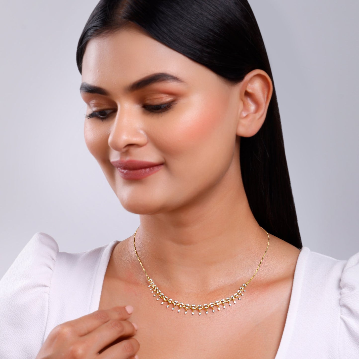 Gold Aurora Lab Grown Diamond Necklace