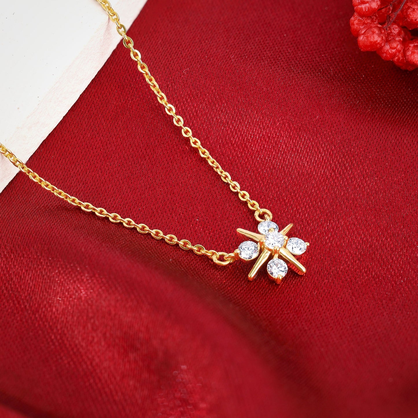 Gold Sunstar Lab Grown Diamond Necklace