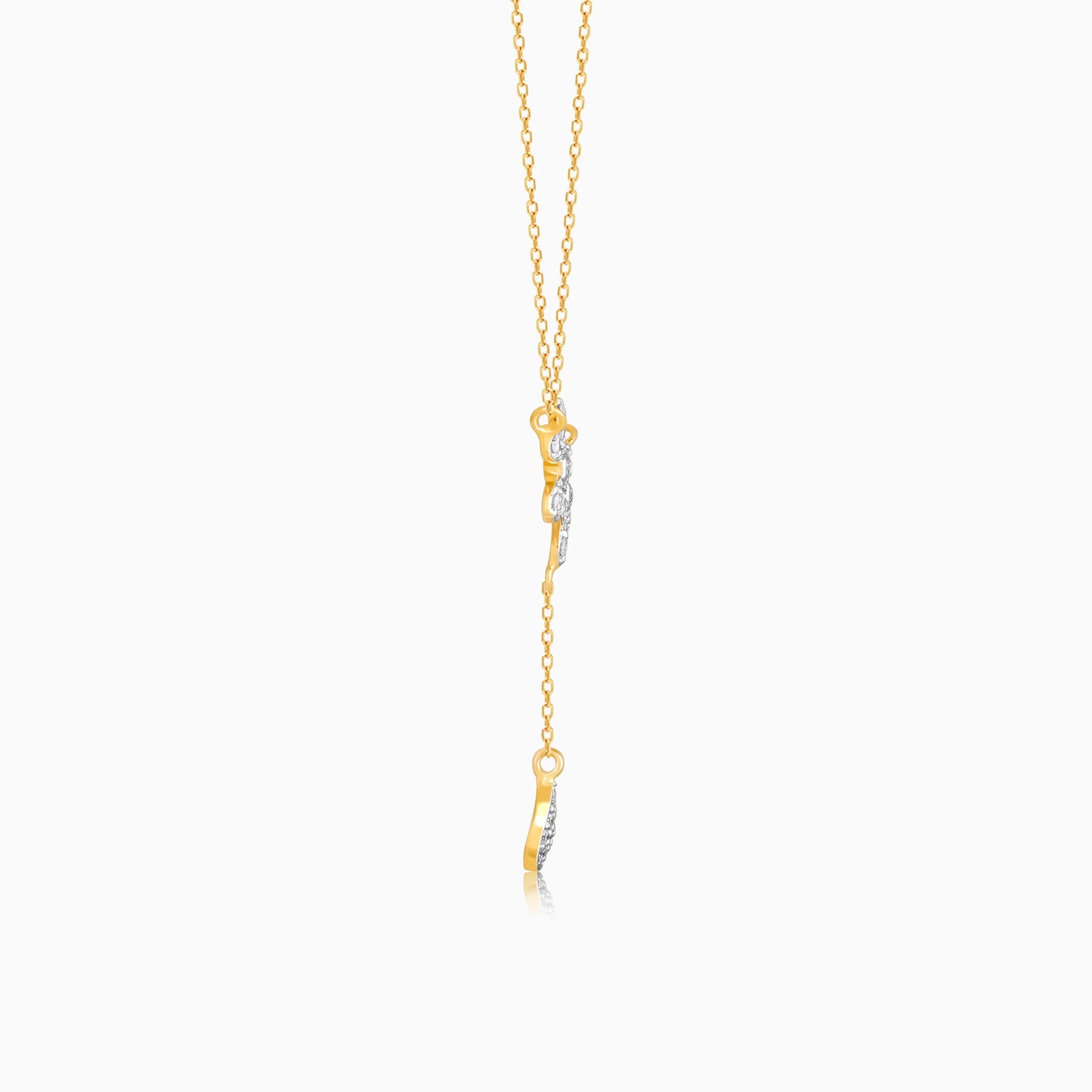 Gold Floral Drop Lab Grown Diamond Necklace