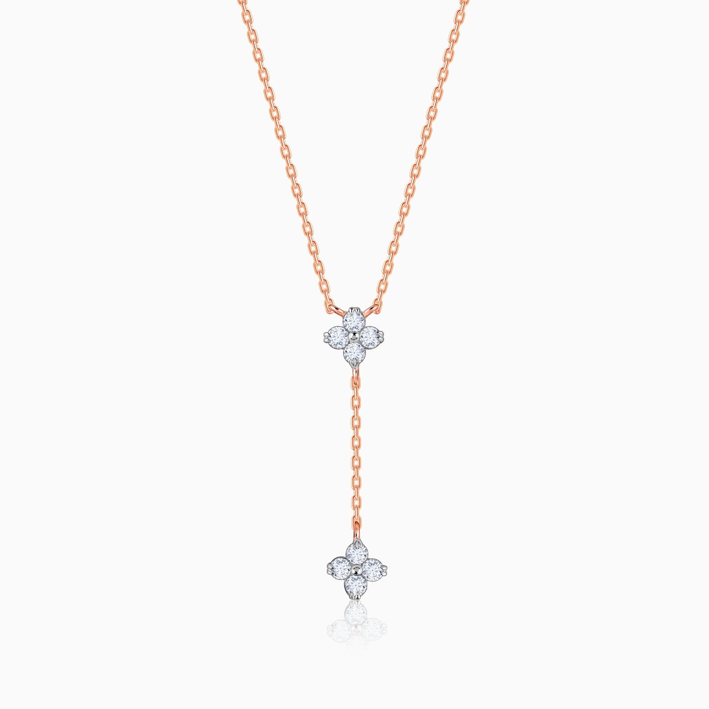 Rose Gold Dangling Amorette Lab Grown Diamond Lariat Necklace