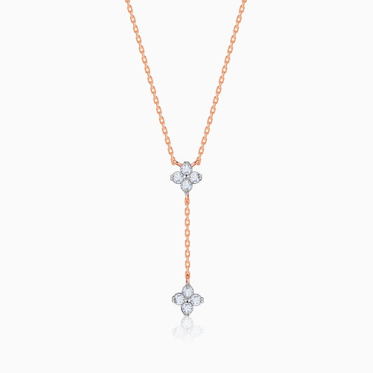 Rose Gold Dangling Amorette Lab Grown Diamond Lariat Necklace