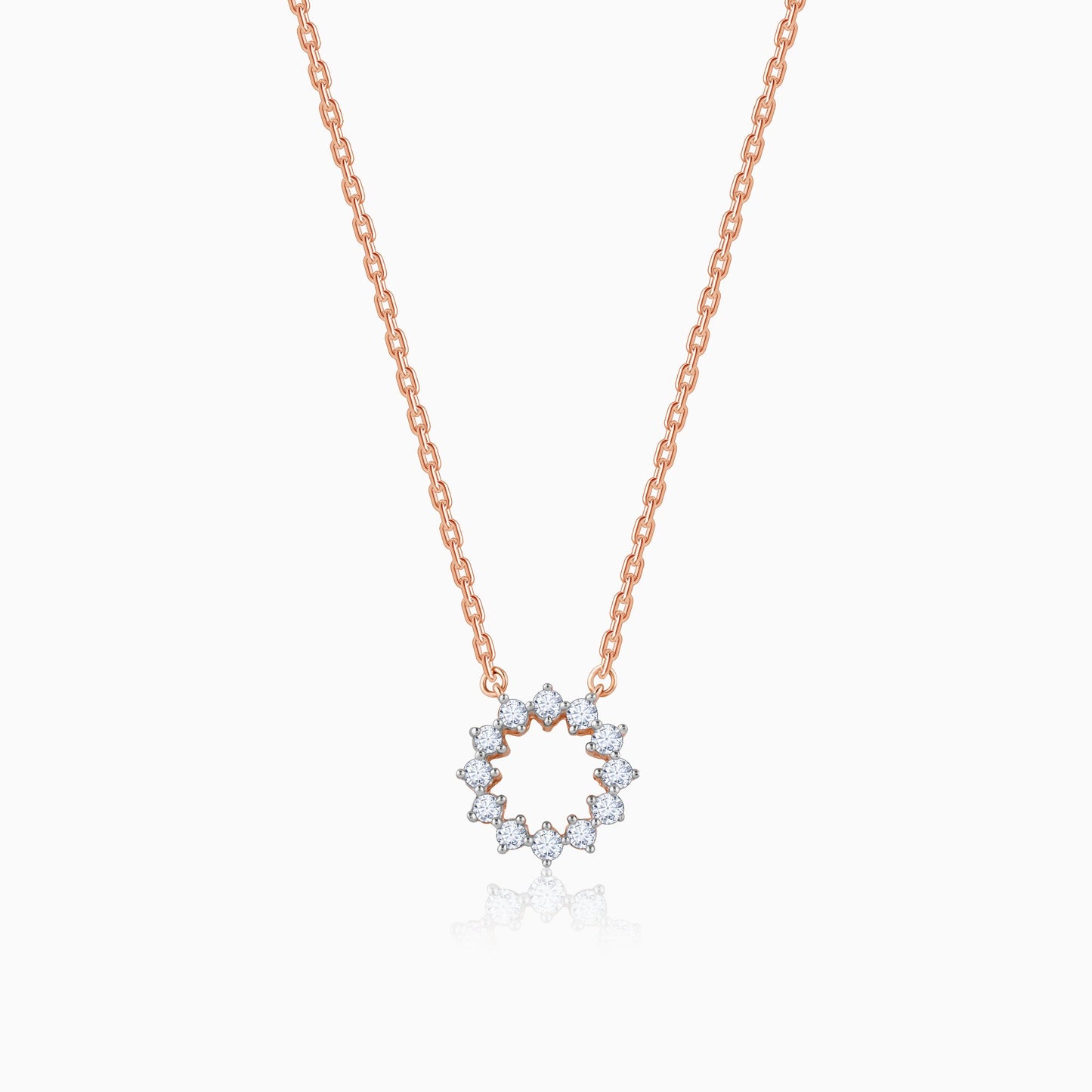 Rose Gold Aureole Diamond Necklace