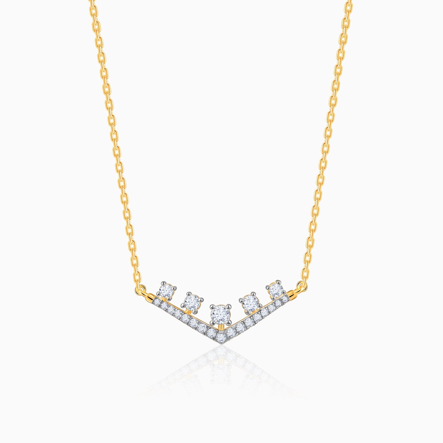 Gold Charming Pentad Diamond Necklace
