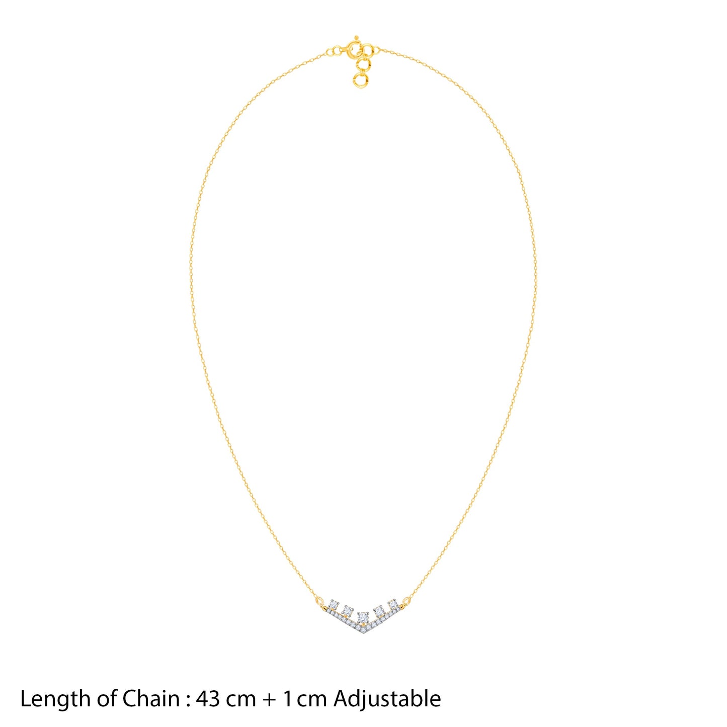 Gold Charming Pentad Diamond Necklace