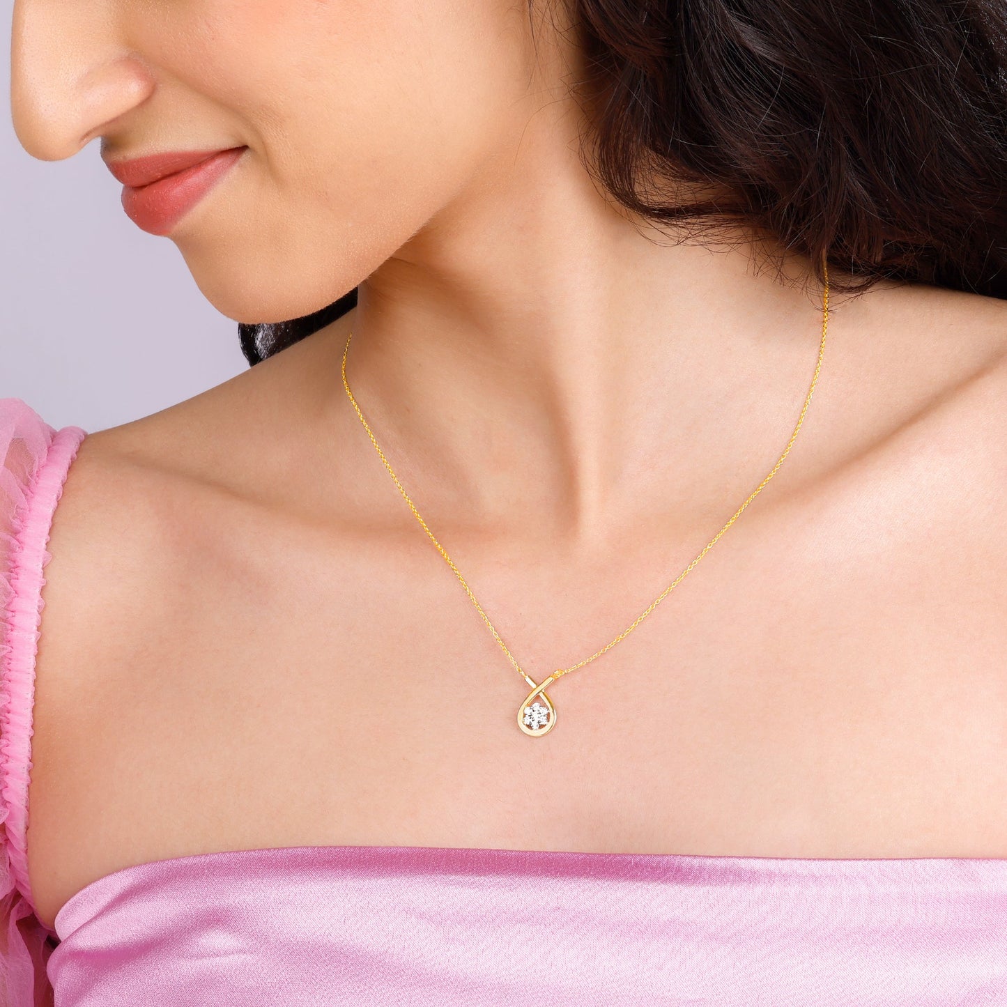 Gold Cradle Knot Diamond Necklace