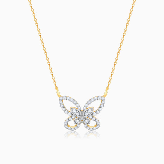 Gold Captivating Butterfly Diamond Necklace