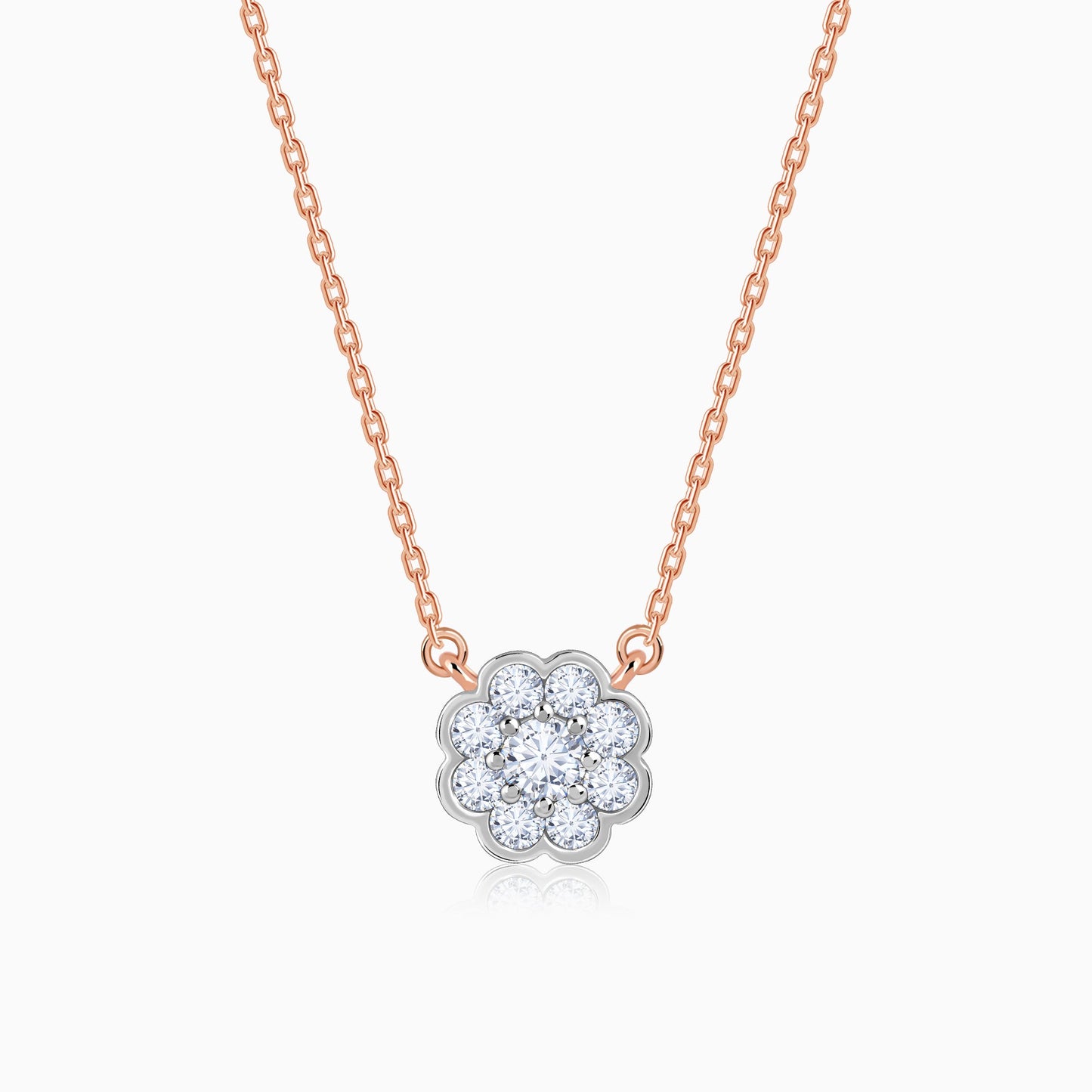 Rose Gold Blooming Flora Lab Grown Diamond Necklace