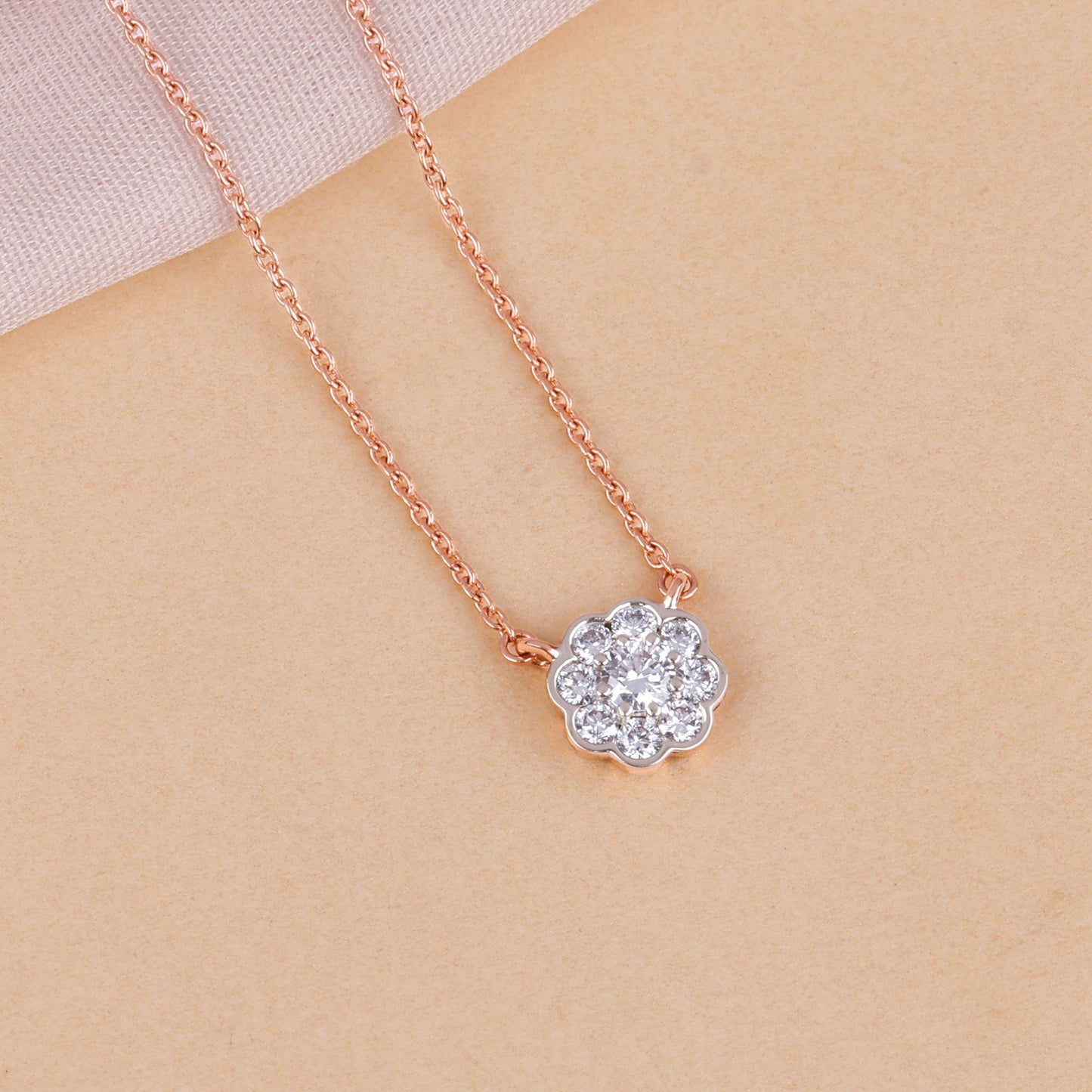 Rose Gold Blooming Flora Lab Grown Diamond Necklace