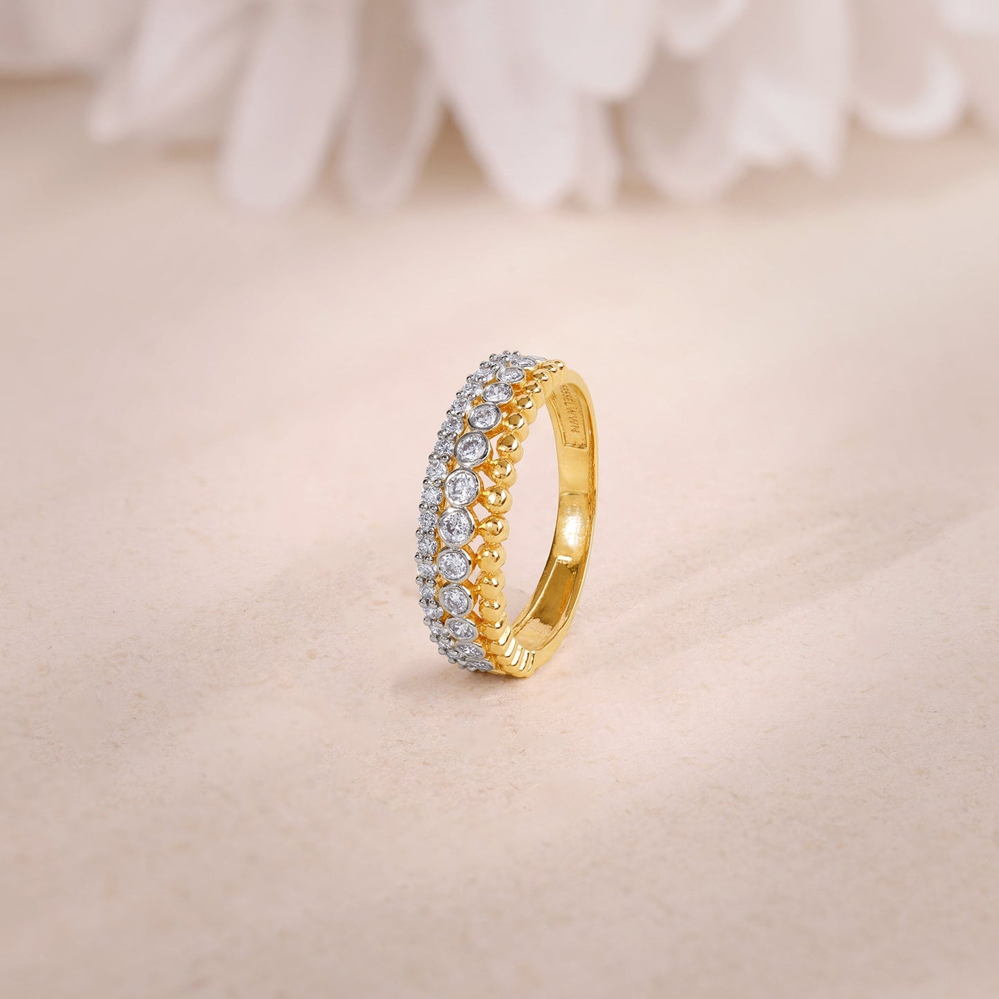 Gold Faux Stack Bezel Lab Grown Diamond Ring