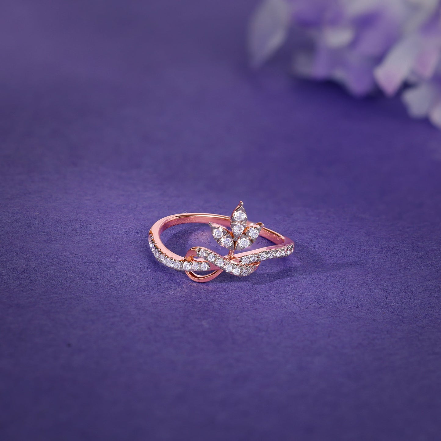 Rose Gold Pure Leaf Lab Grown Diamond Ring