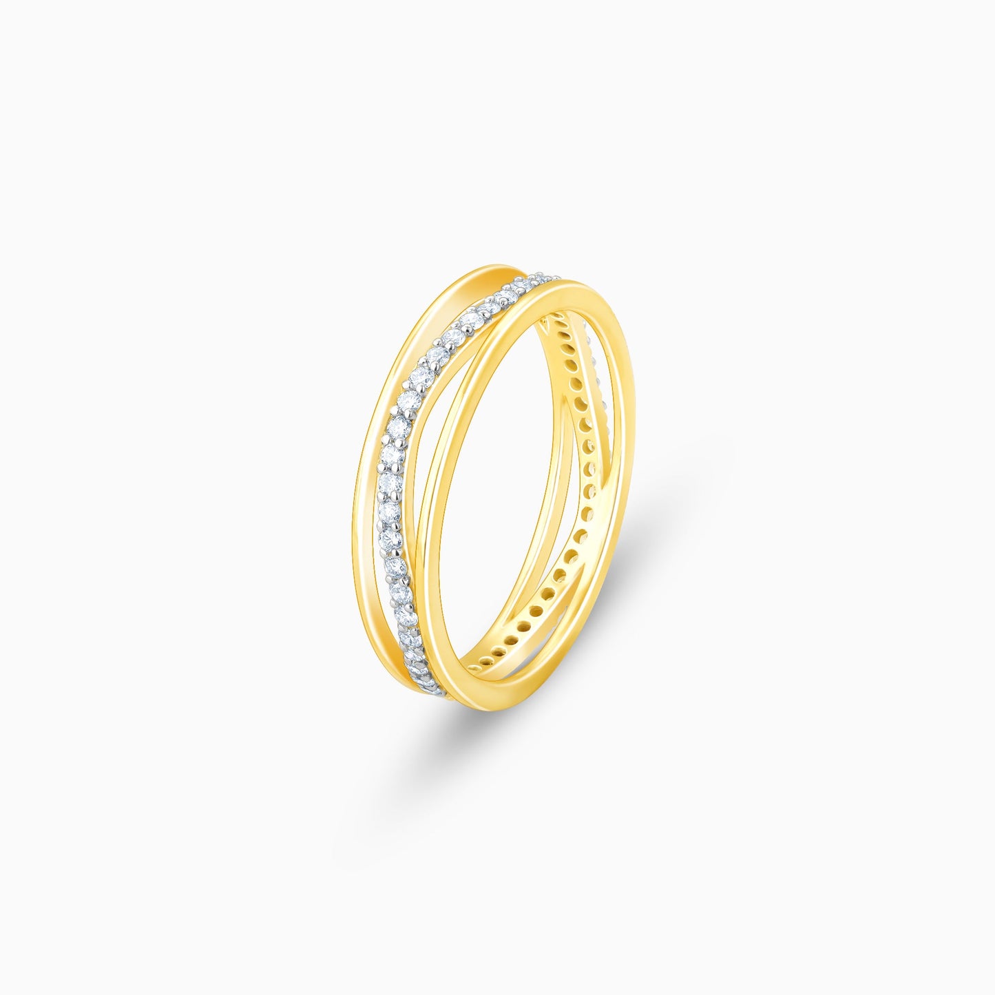 Gold Wavy Elegance Diamond Ring