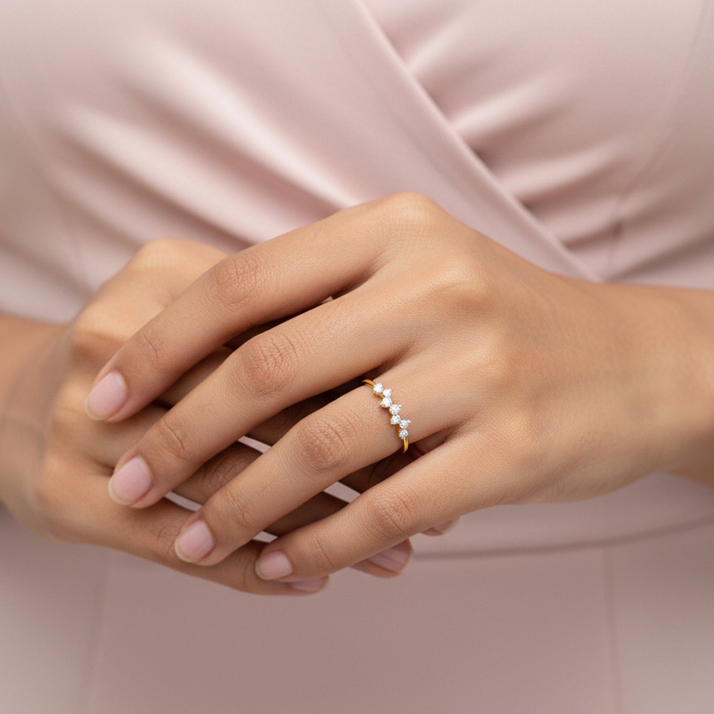 Gold Shimmering Lab Grown Diamond Ring