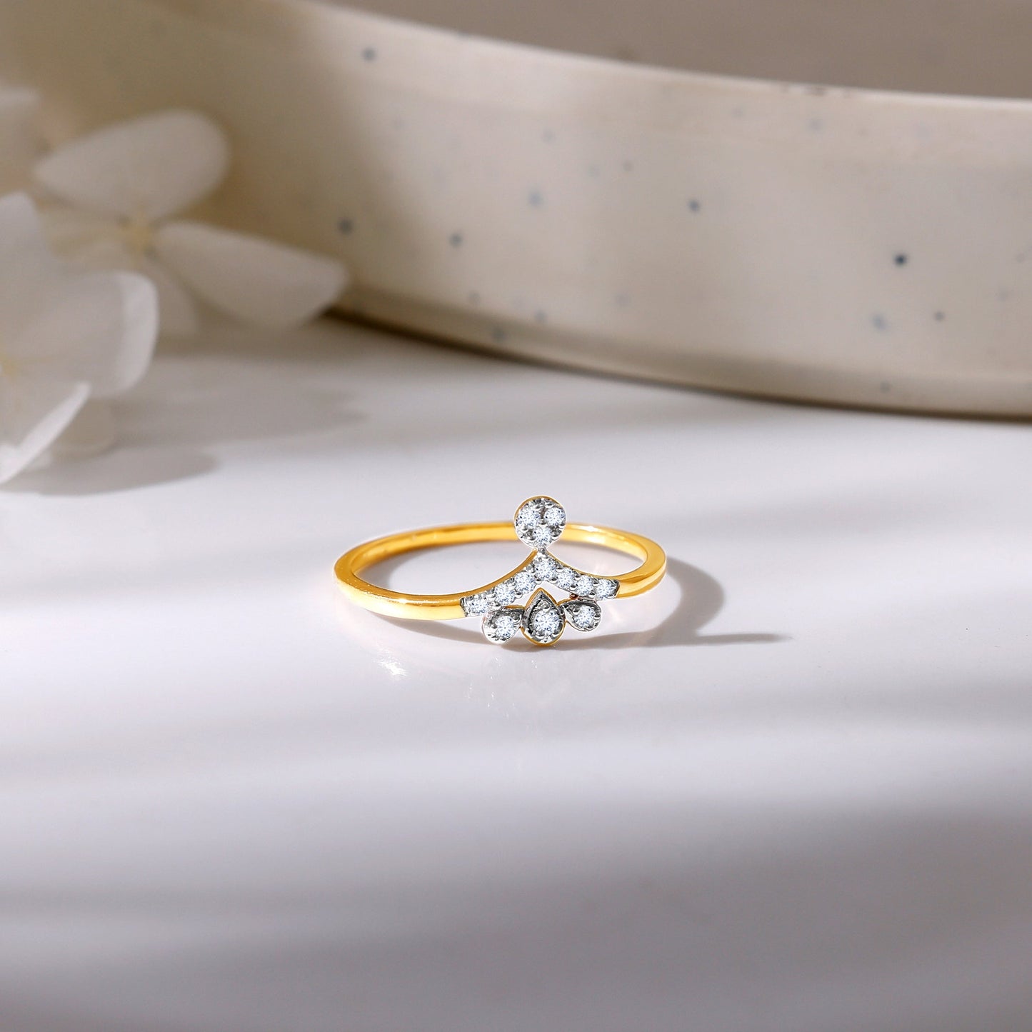 Gold Dangling Diamond Ring