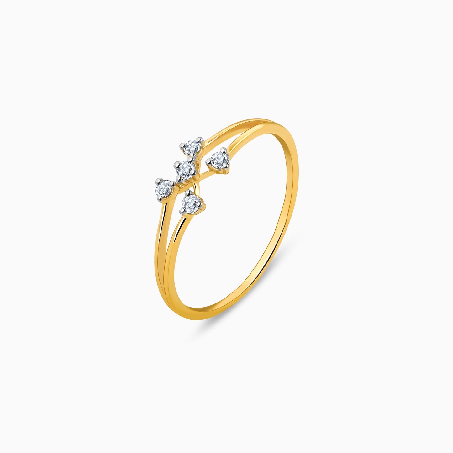 Gold X-Cross Diamond Ring