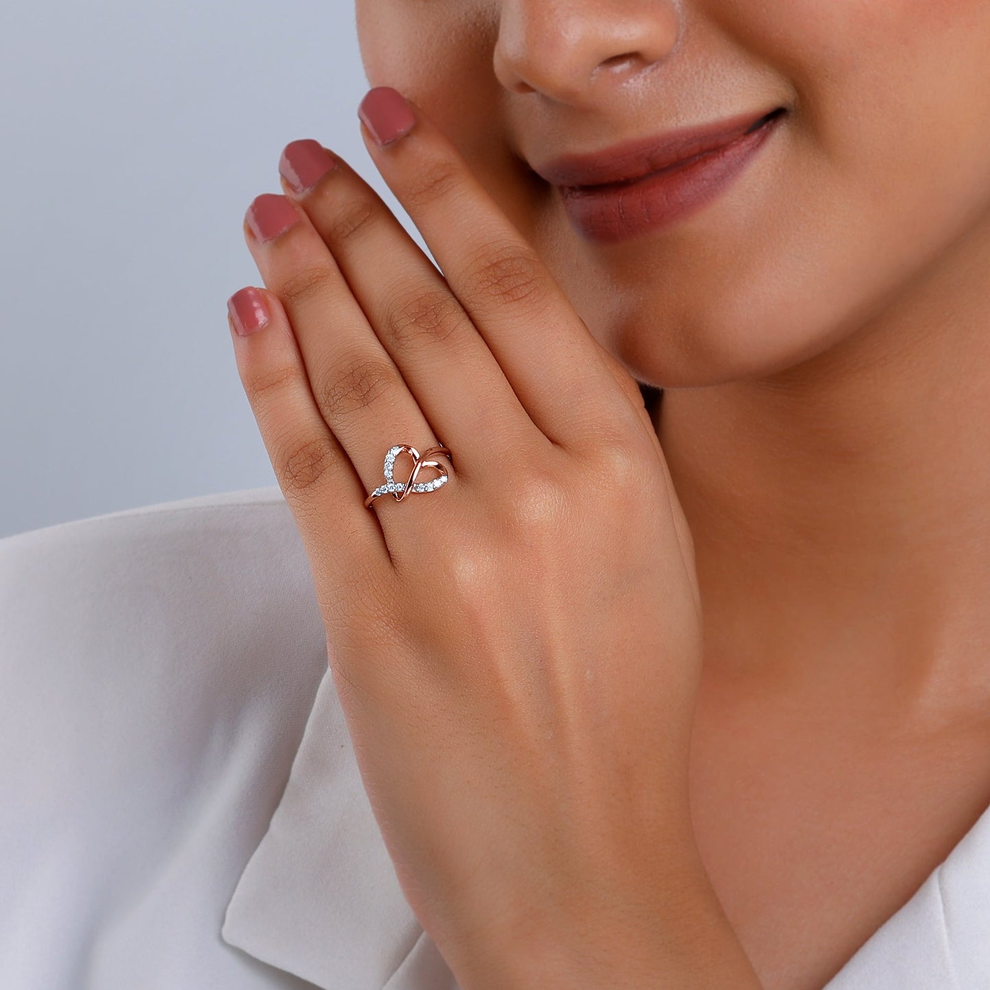 Rose Gold Warped Diamond Ring
