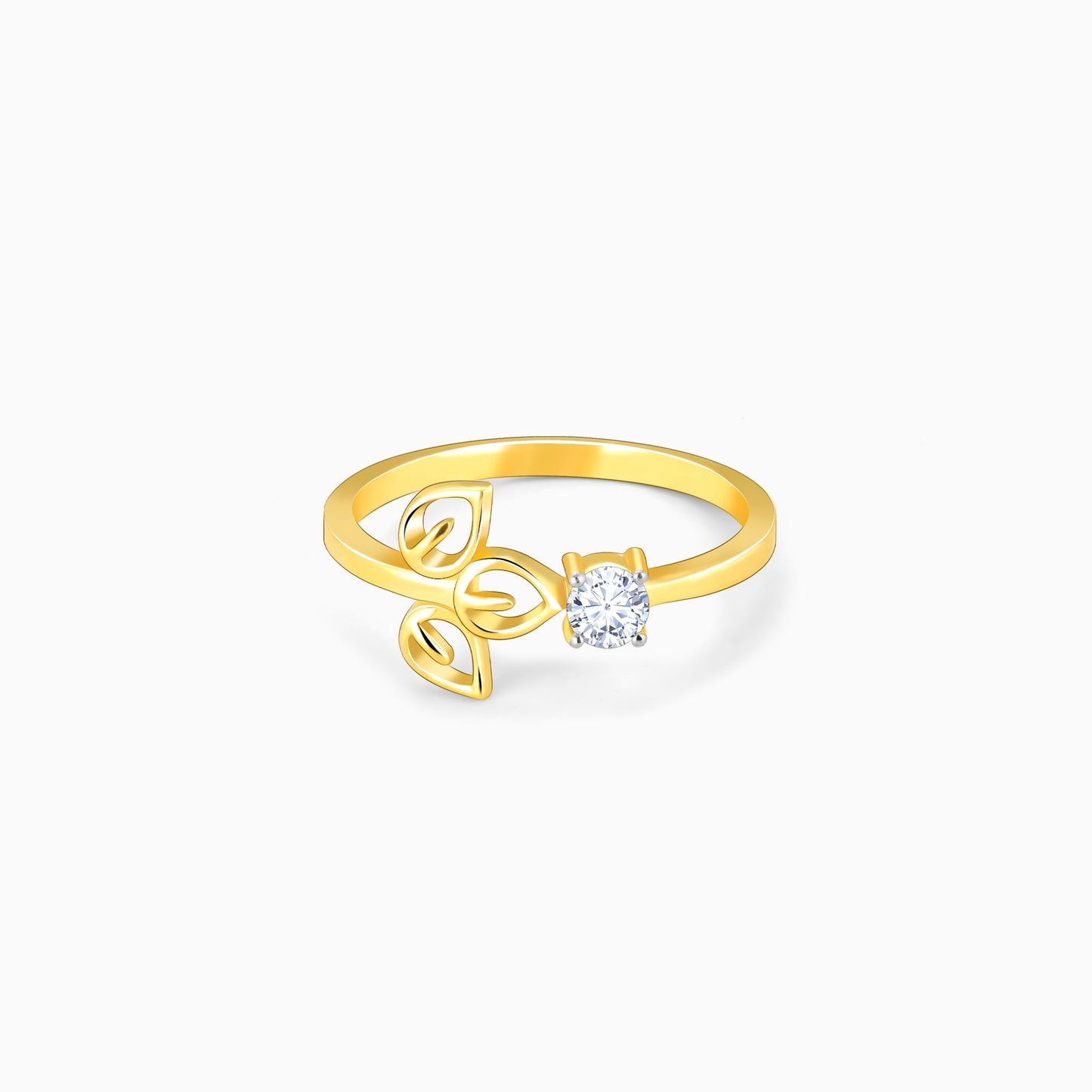 Gold Floral Soliatire Diamond Ring