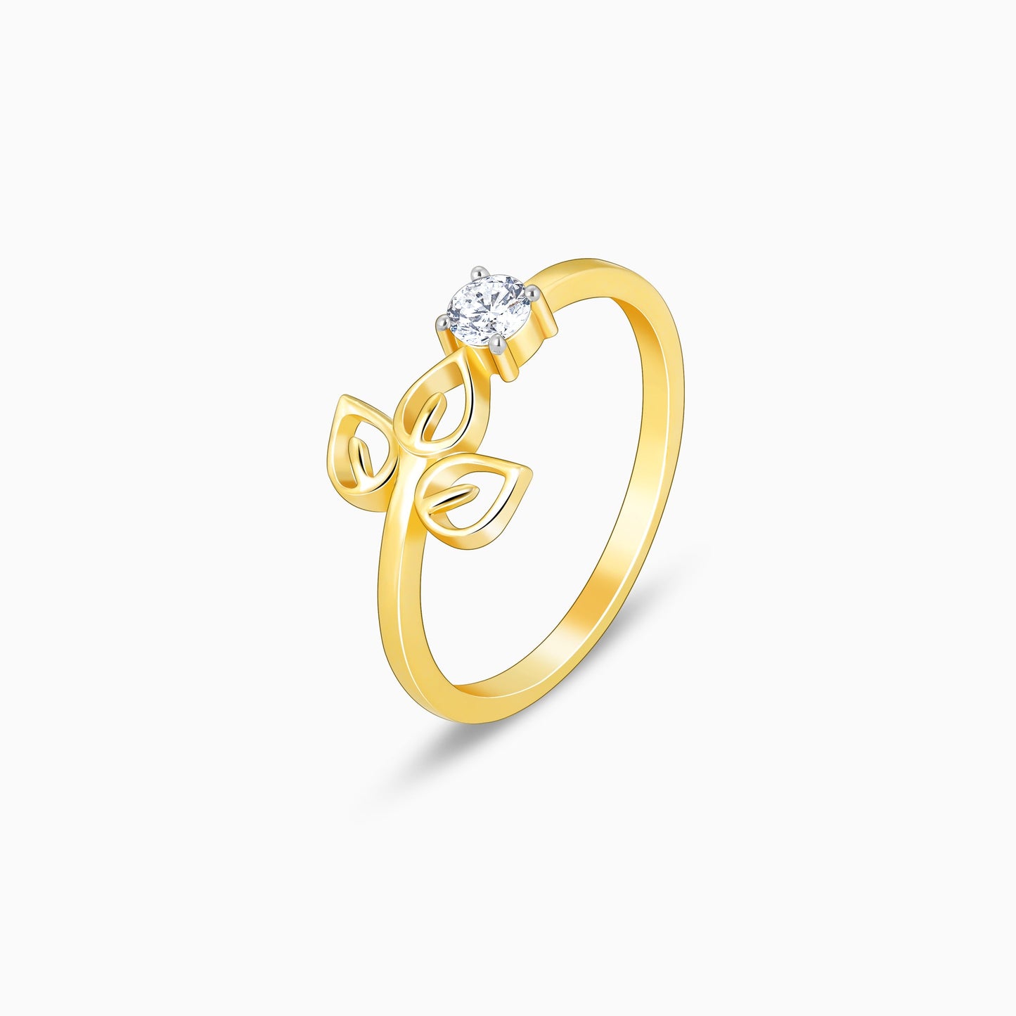 Gold Floral Soliatire Diamond Ring