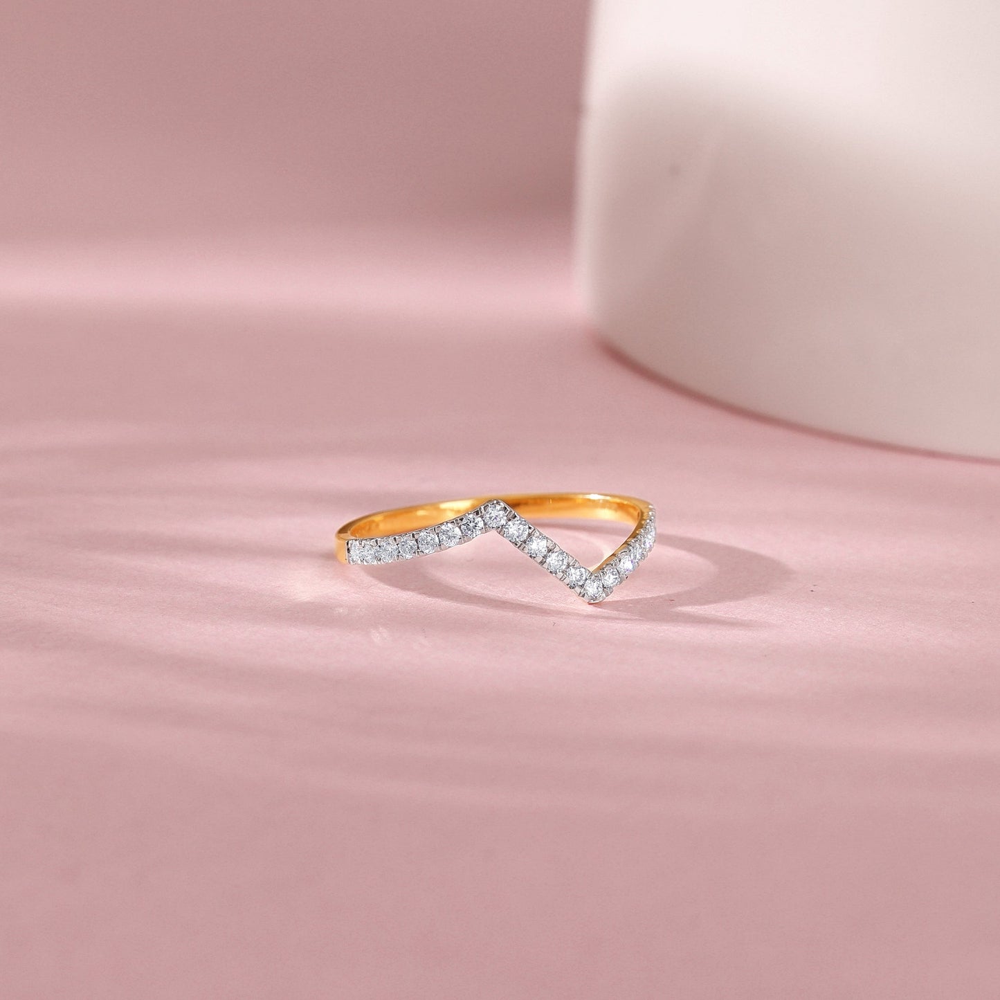 Gold Angular Waves Diamond Ring