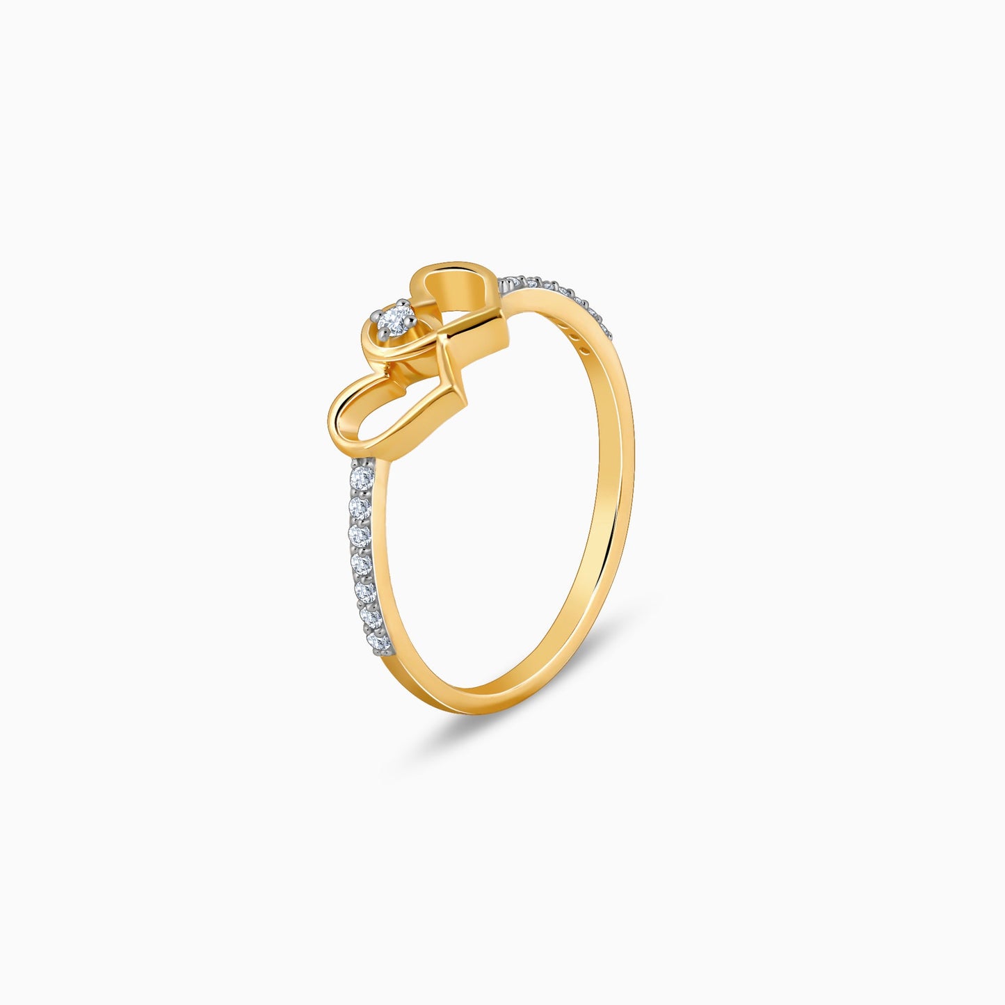 Gold Twin Hearts Diamond Ring