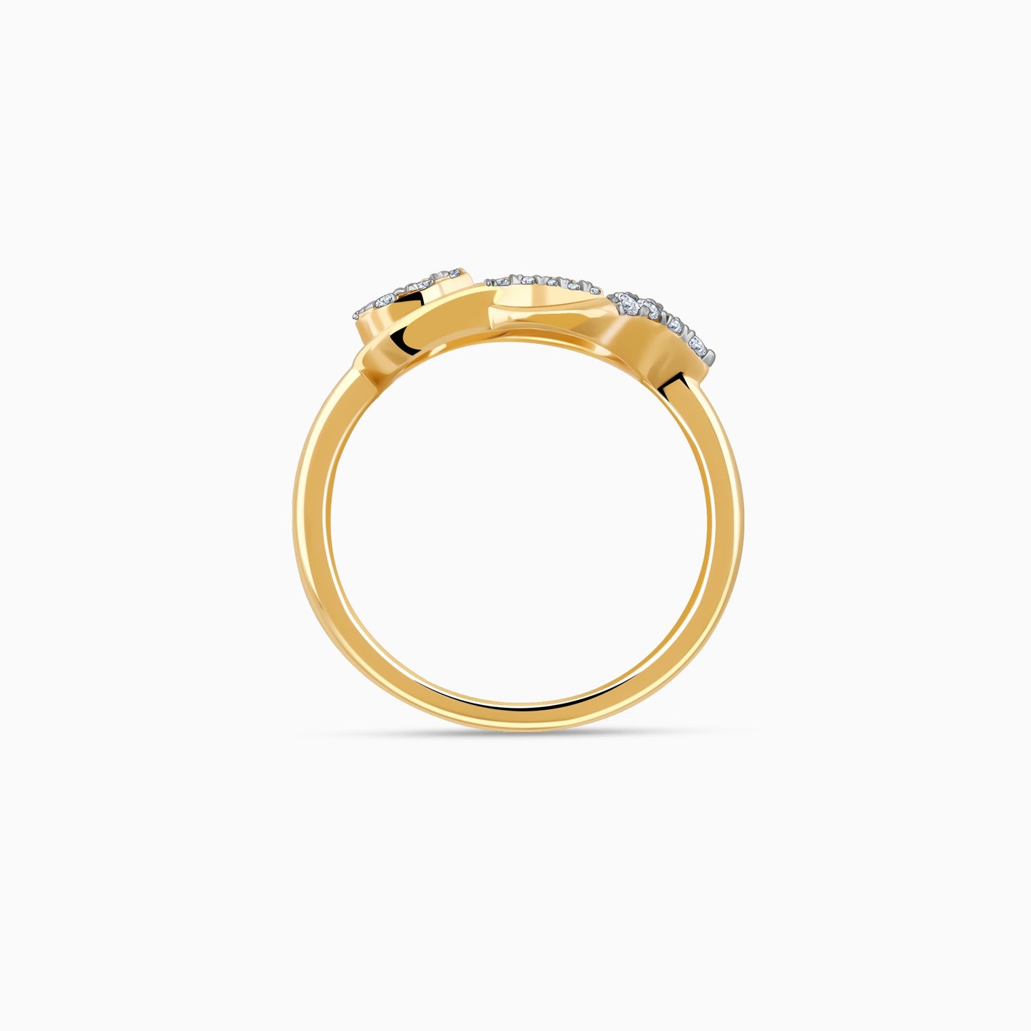Gold Lustre Leaf Diamond Ring