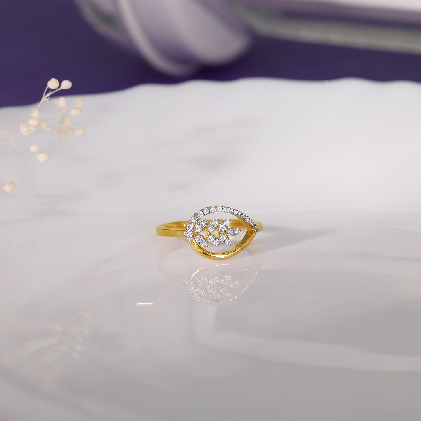Gold Branchshine Diamond Ring