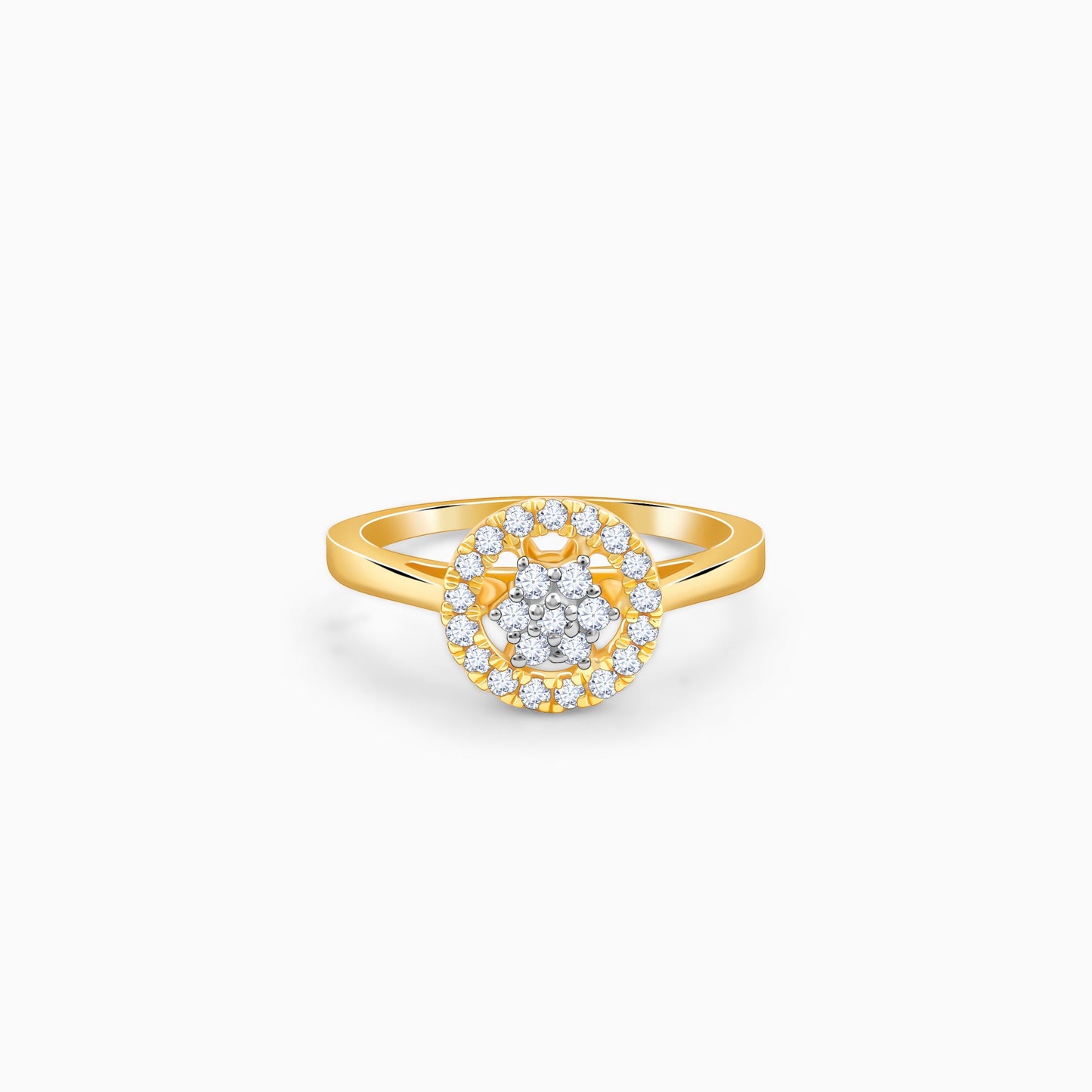 Gold Halo Cluster Lab Grown Diamond Ring