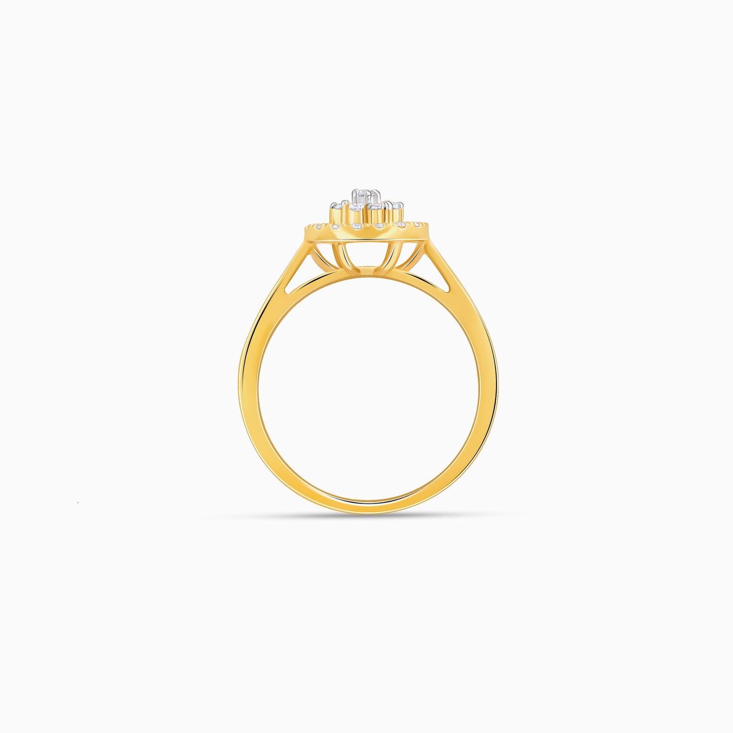 Gold Halo Cluster Lab Grown Diamond Ring