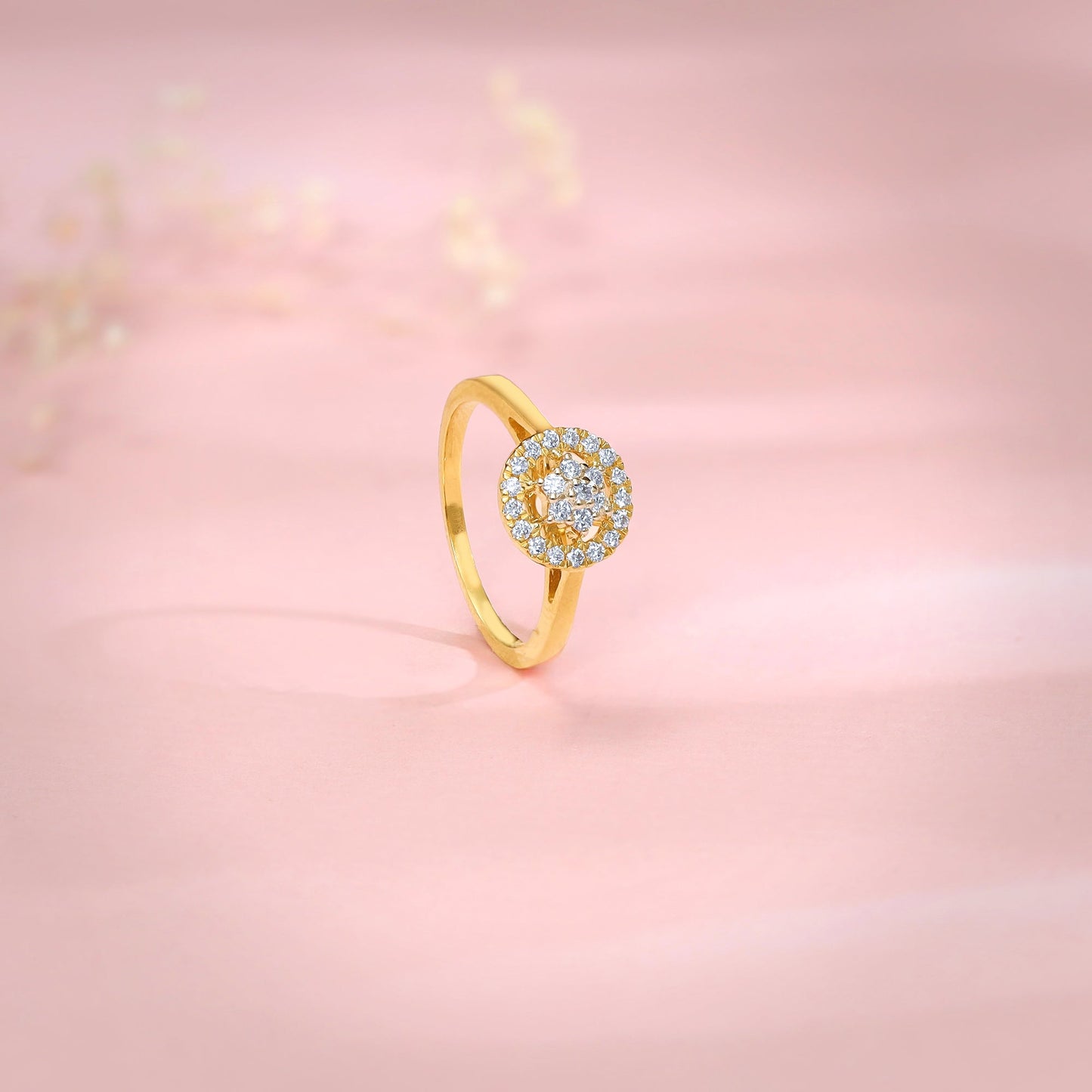 Gold Halo Cluster Lab Grown Diamond Ring