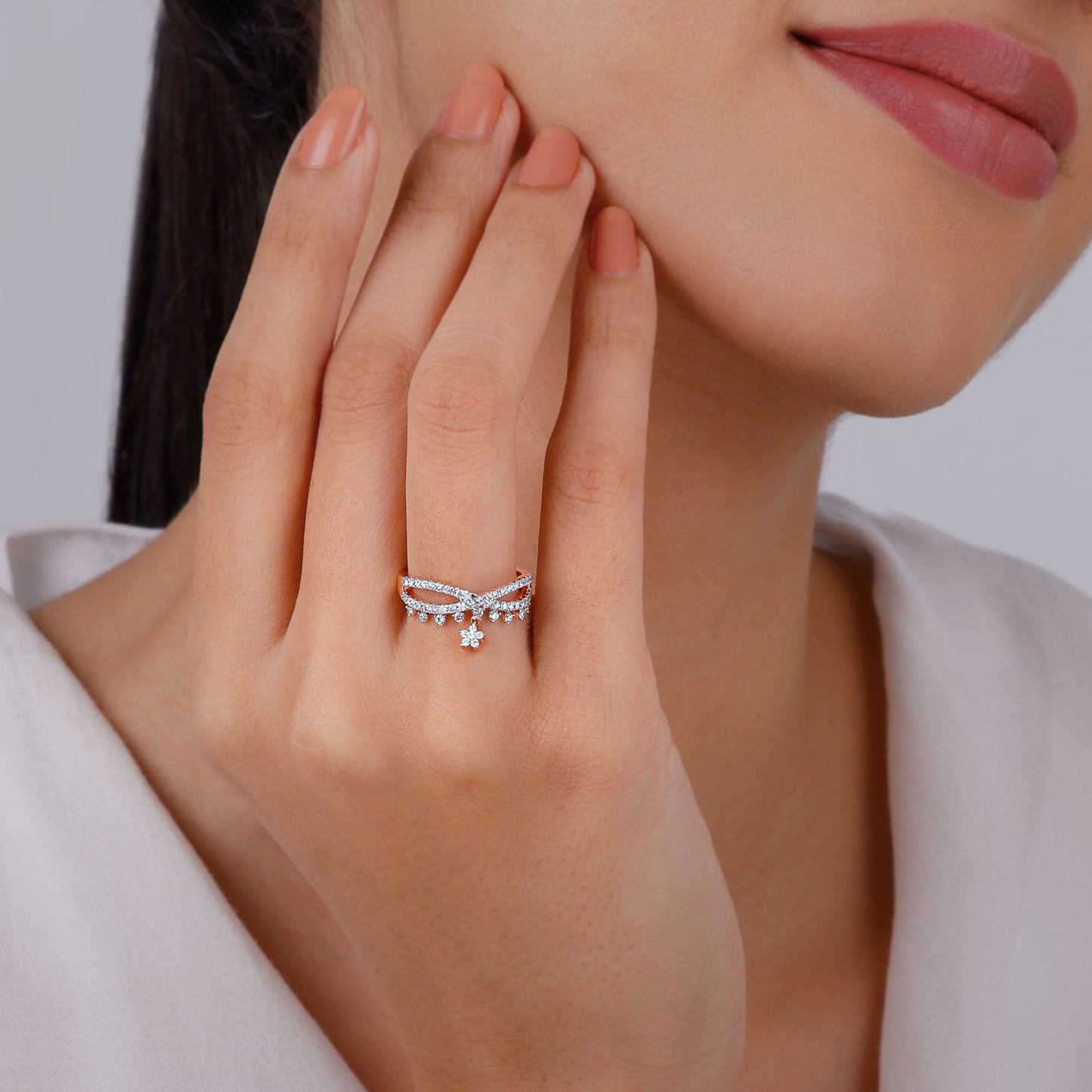 Rose Gold Party Floral Diamond Ring