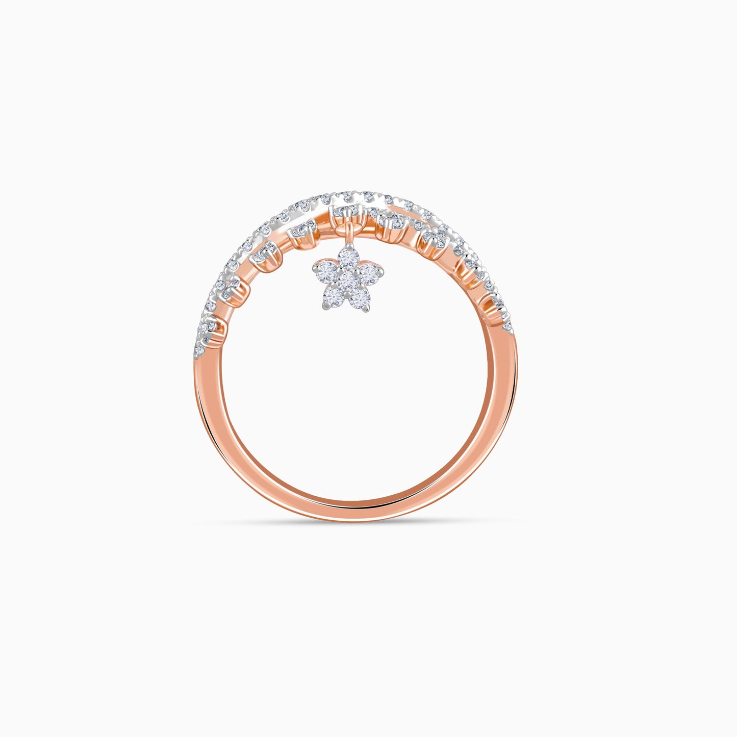 Rose Gold Party Floral Diamond Ring