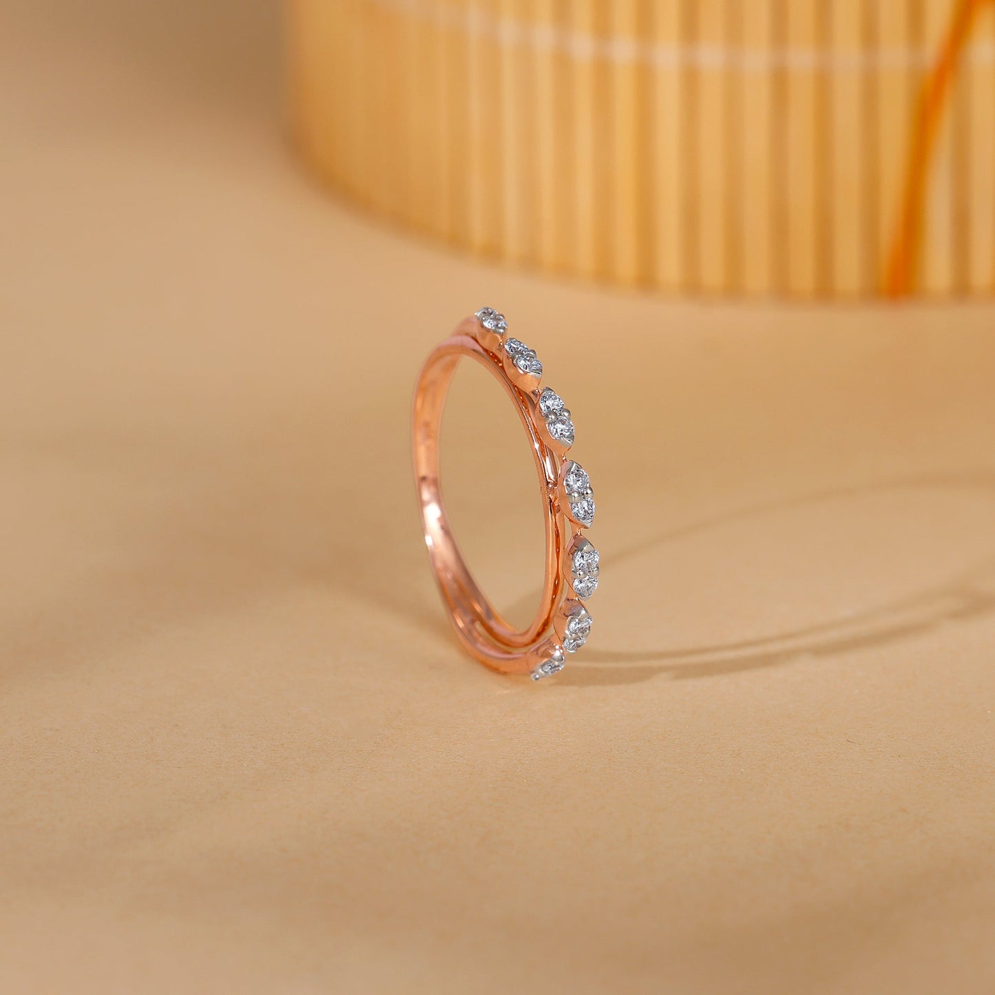 Rose Gold Lunar Circle Diamond Ring