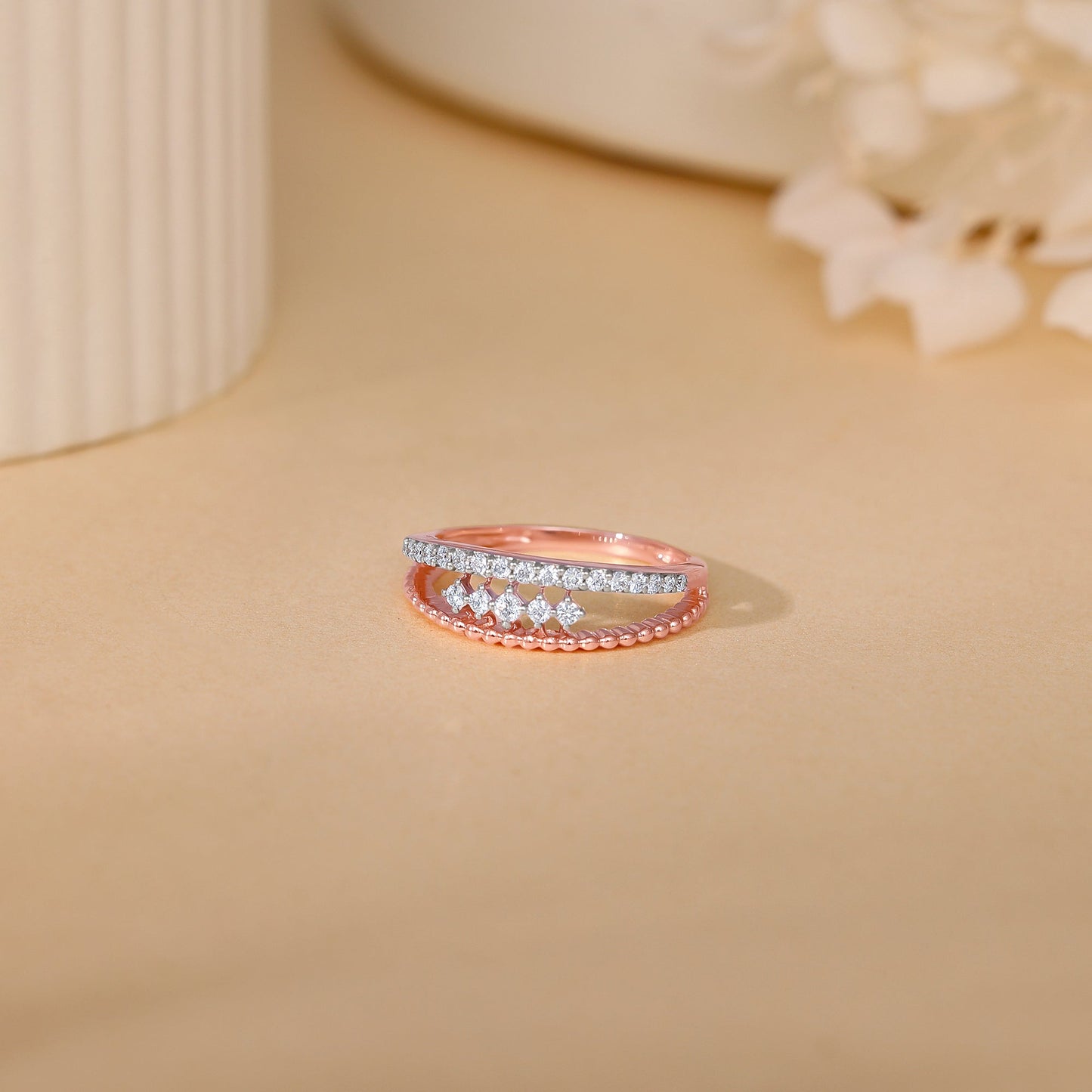 Rose Gold Starlit Halo Lab Grown Diamond Ring
