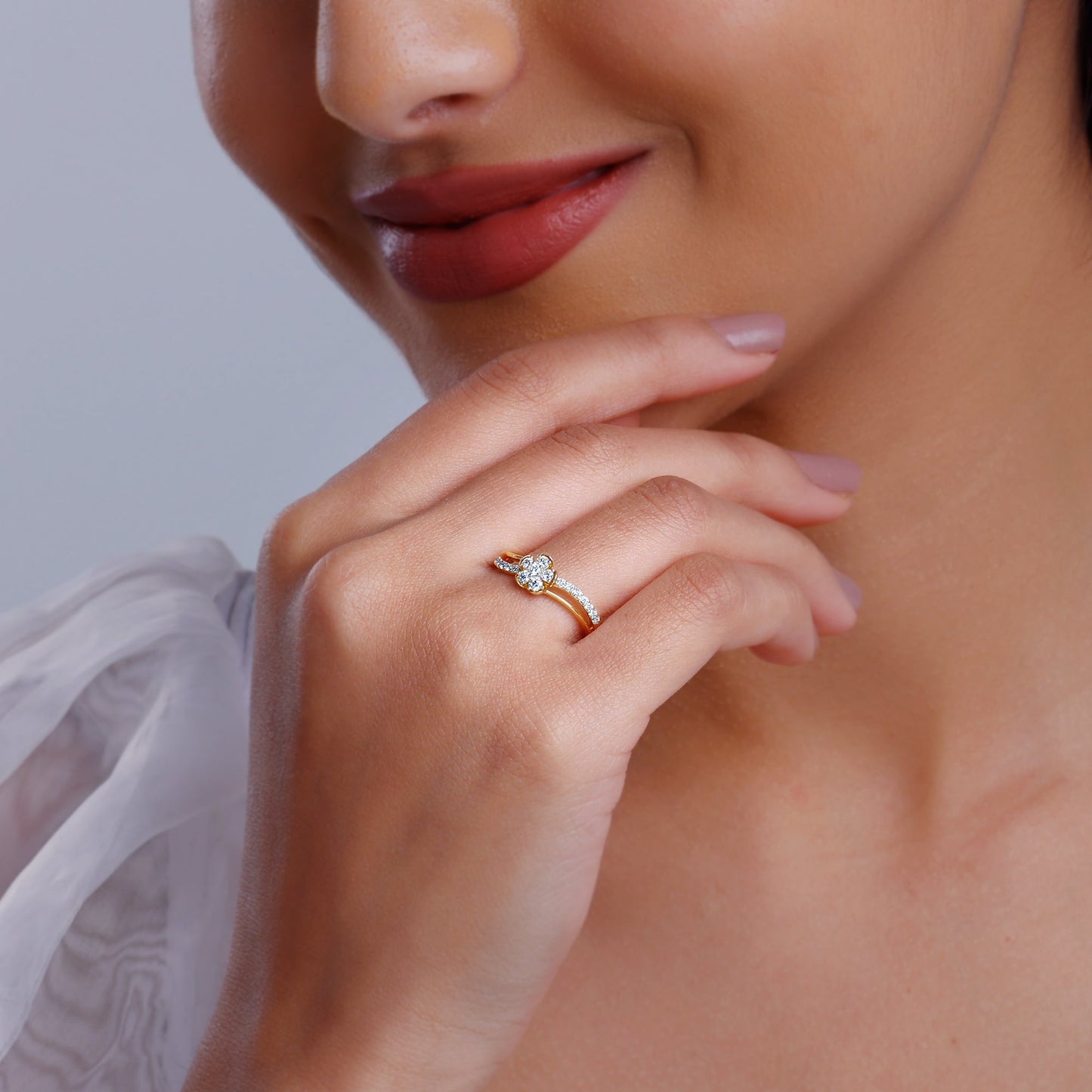 Gold Floret Diamond Ring